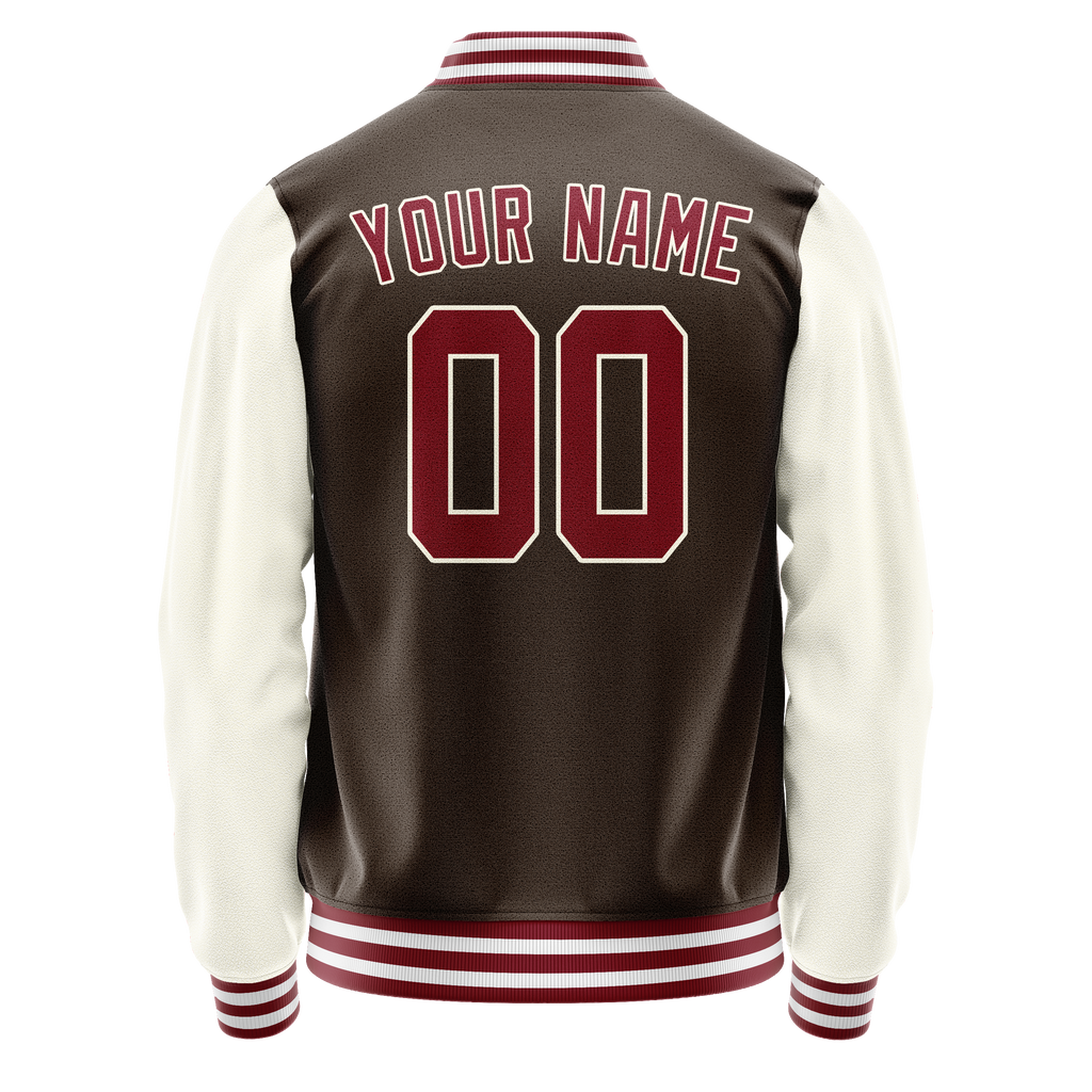 Personalized Brown & Cream Solid Color Varsity Letterman Jacket