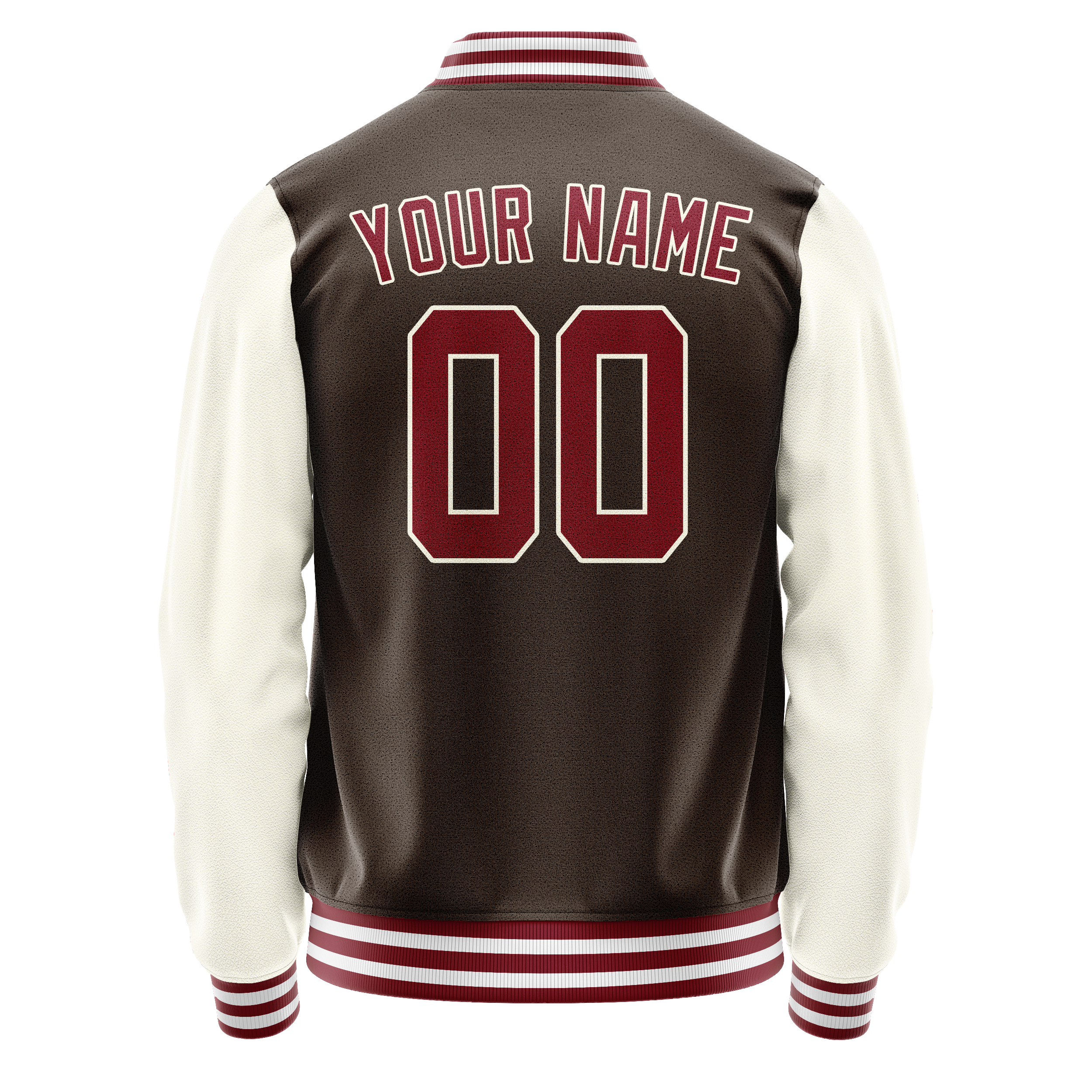 Personalized Brown & Cream Solid Color Varsity Letterman Jacket