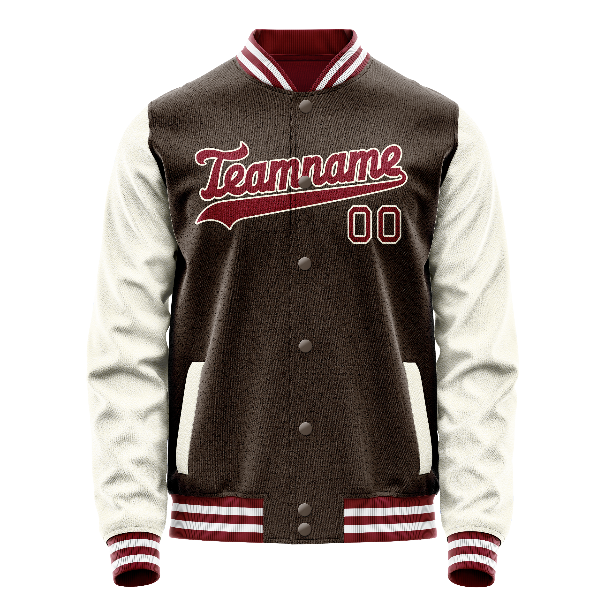 Personalized Brown & Cream Solid Color Varsity Letterman Jacket