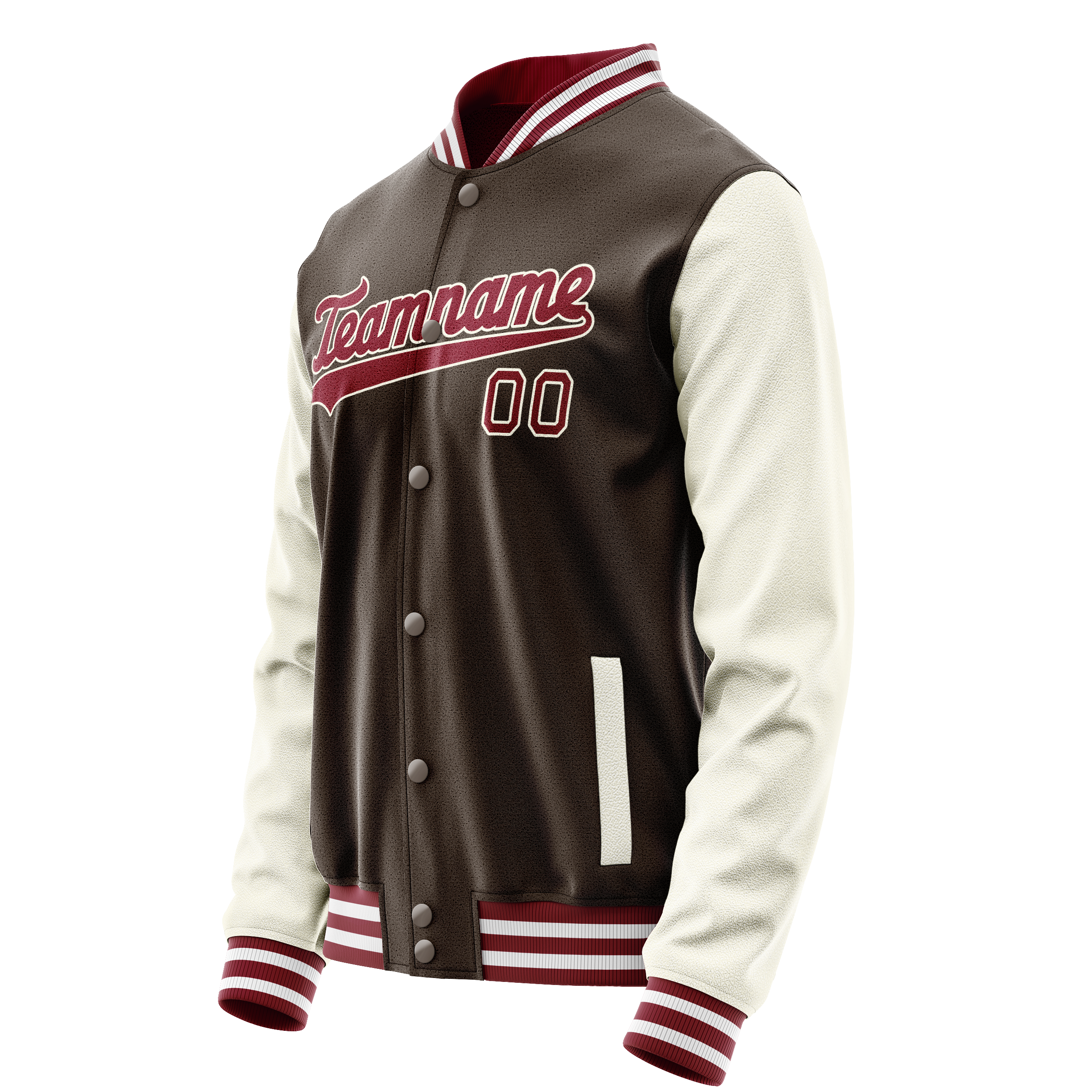 Personalized Brown & Cream Solid Color Varsity Letterman Jacket