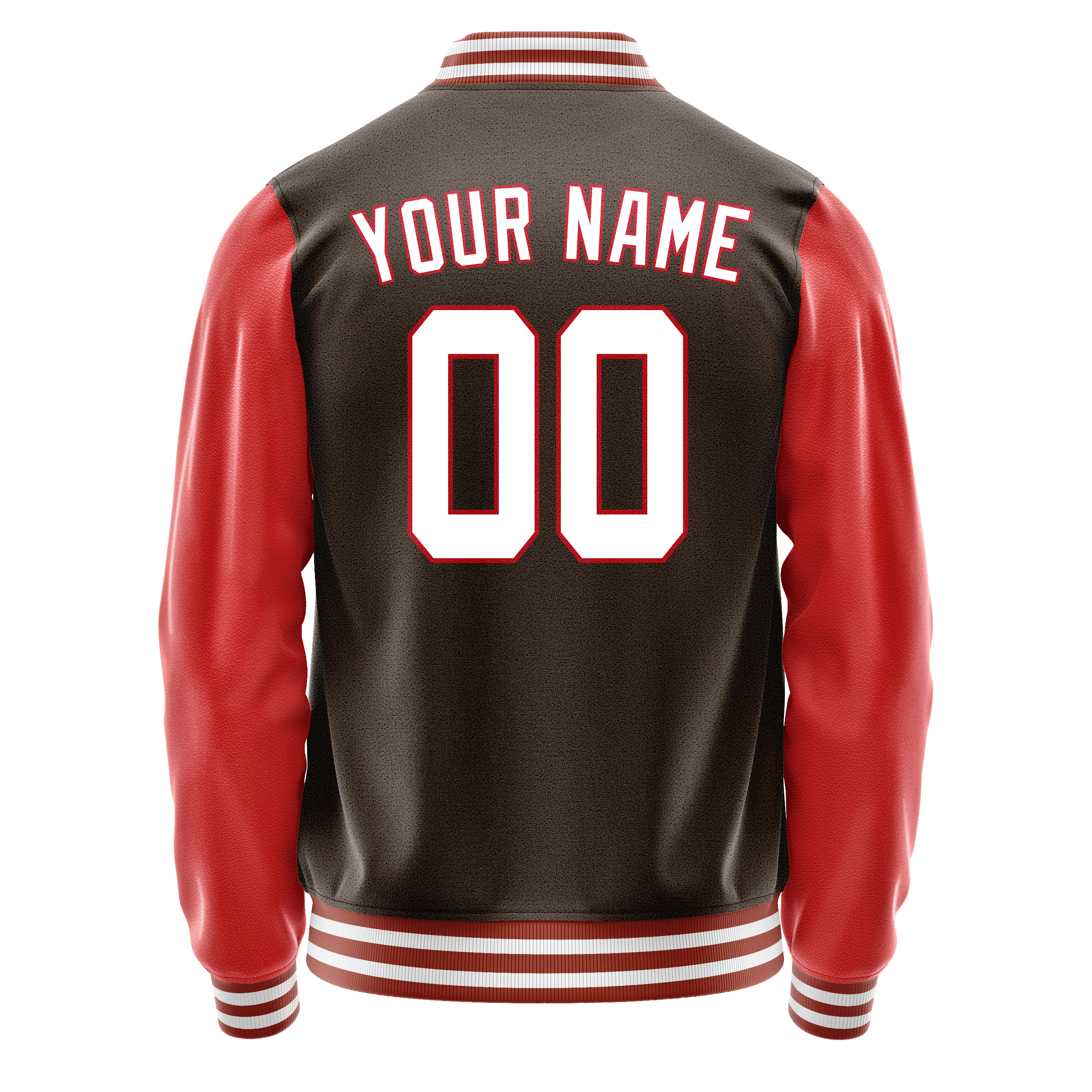 Personalized Brown & Texas-Orange Solid Color Varsity Letterman Jacket