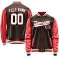 Personalized Brown & Texas-Orange Solid Color Varsity Letterman Jacket