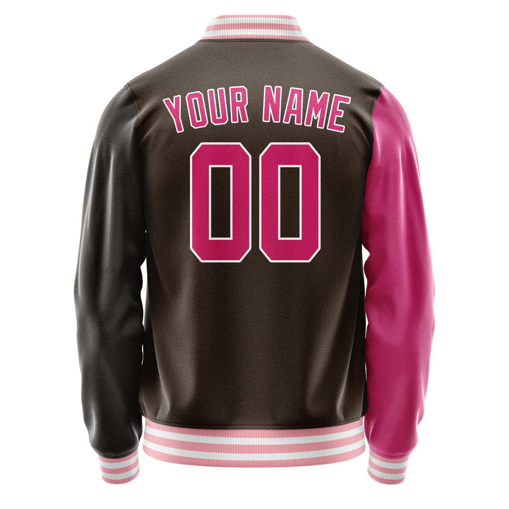 Personalized Brown & Pink Split Varsity Letterman Jacket