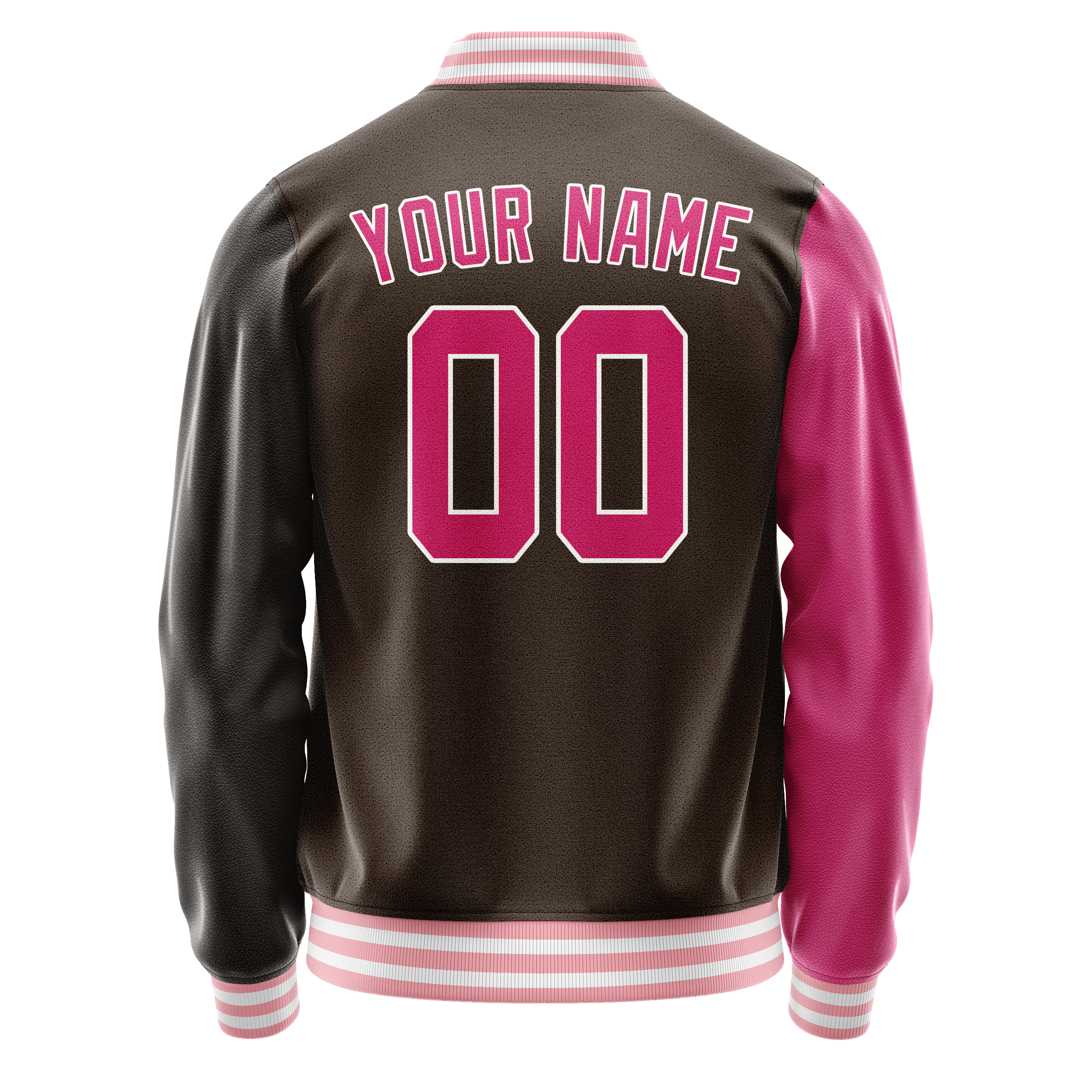 Personalized Brown & Pink Split Varsity Letterman Jacket