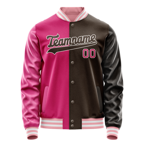 Personalized Brown & Pink Split Varsity Letterman Jacket