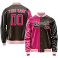 Personalized Brown & Pink Split Varsity Letterman Jacket