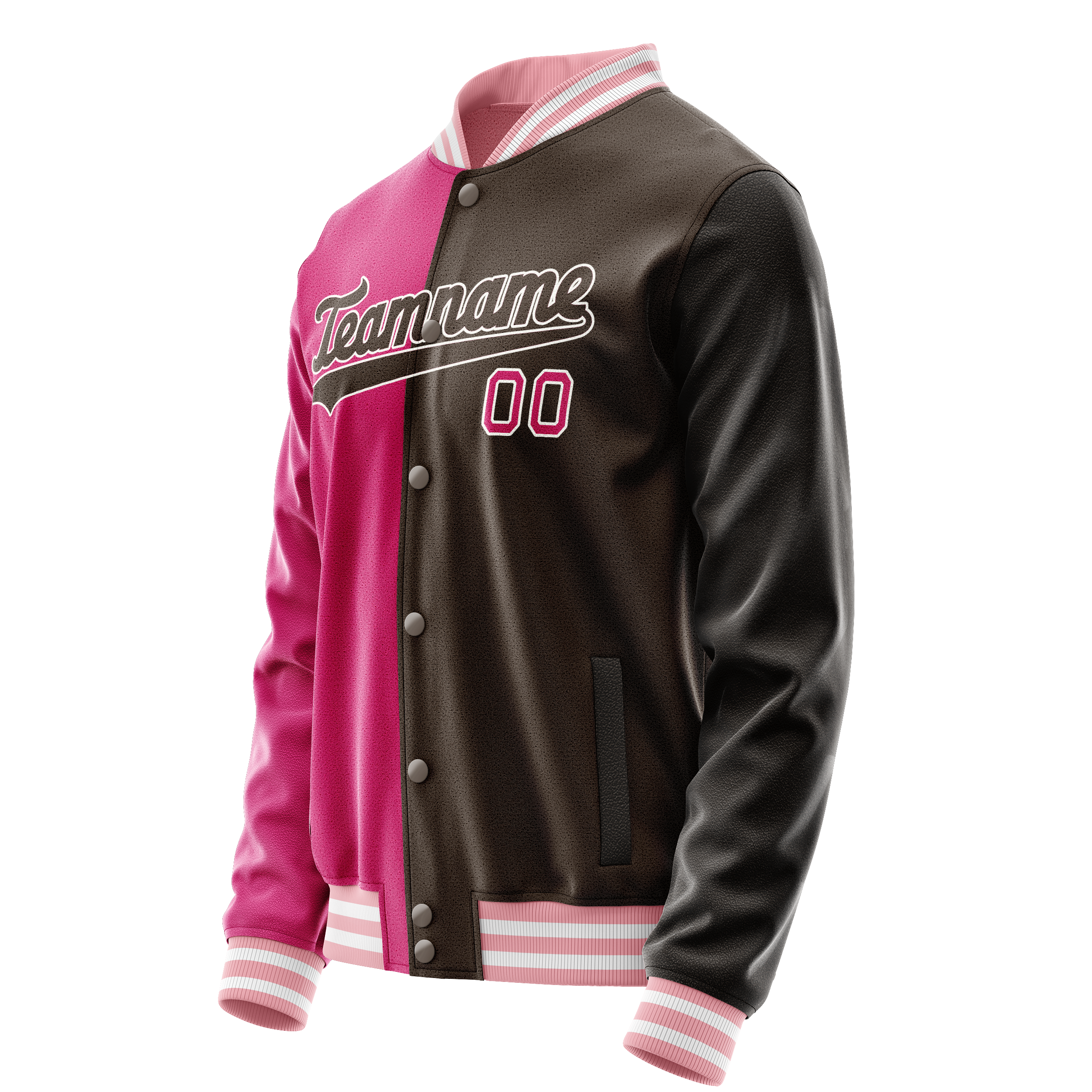 Personalized Brown & Pink Split Varsity Letterman Jacket