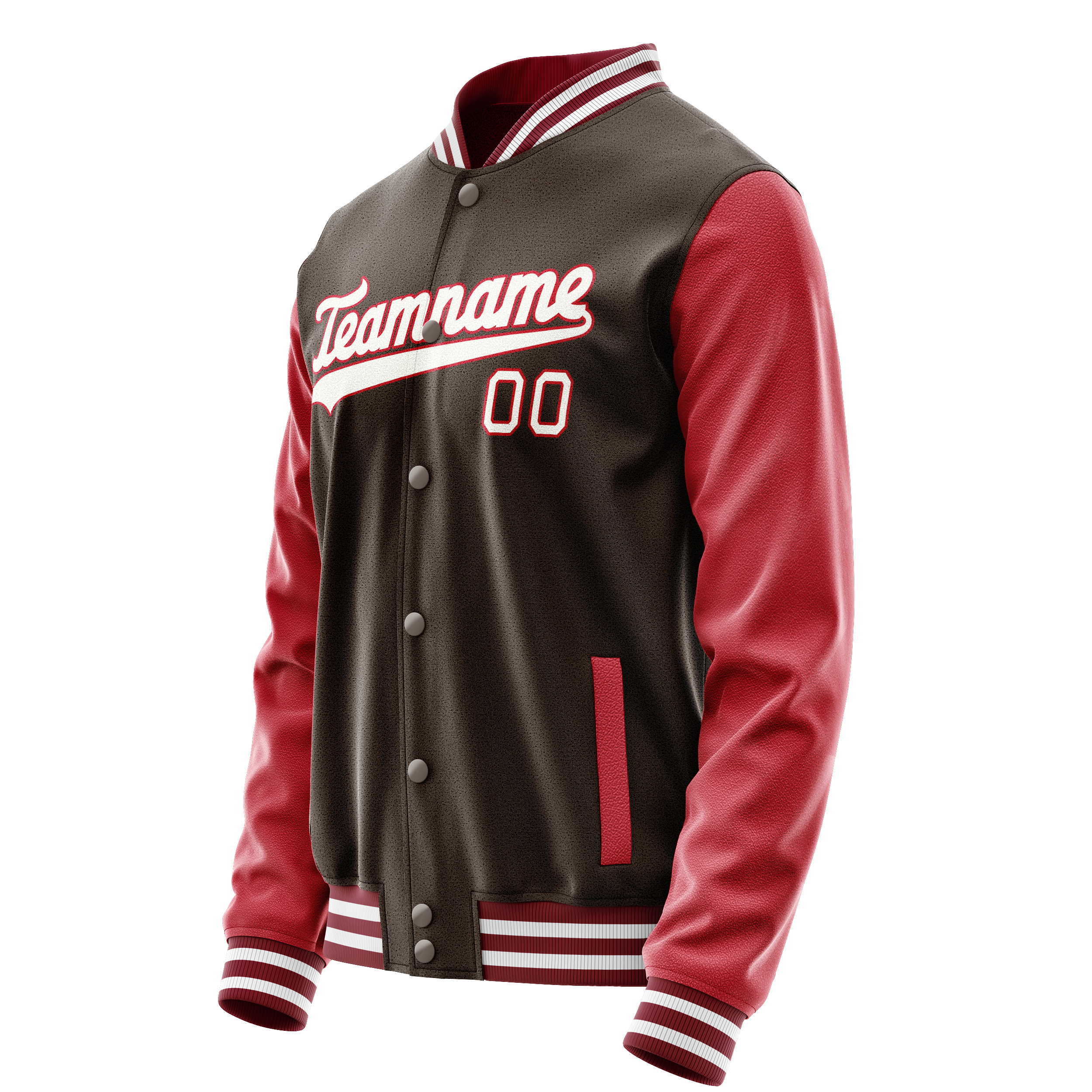 Personalized Brown & Crimson Solid Color Varsity Letterman Jacket