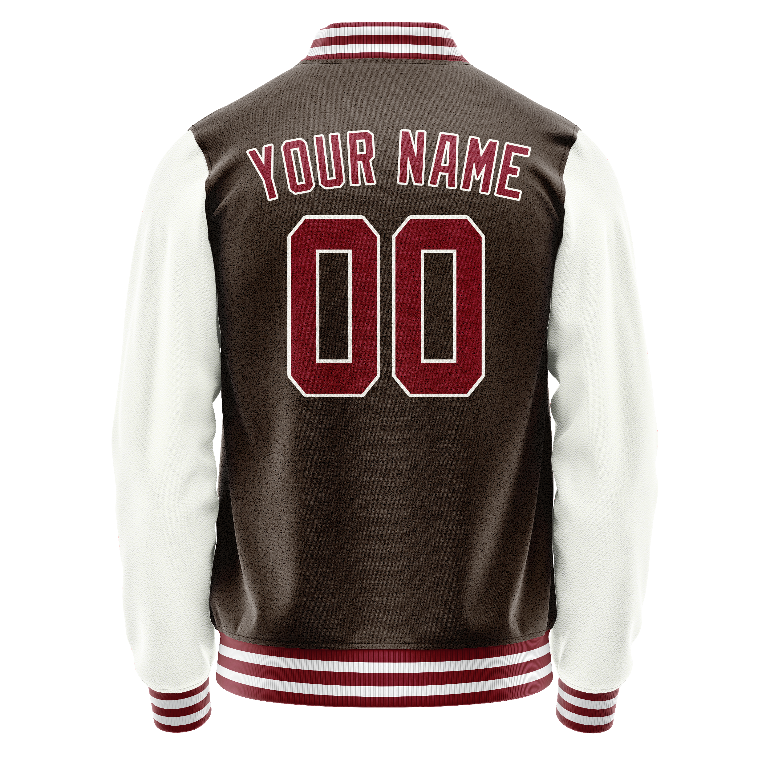 Personalized Brown & White Solid Color Varsity Letterman Jacket