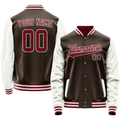 Personalized Brown & White Solid Color Varsity Letterman Jacket