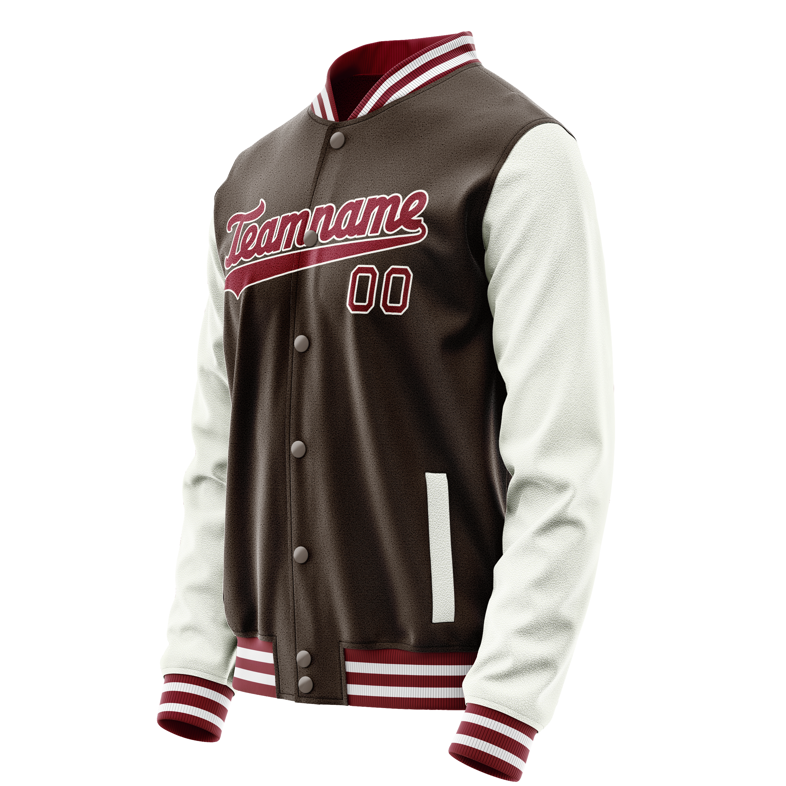 Personalized Brown & White Solid Color Varsity Letterman Jacket