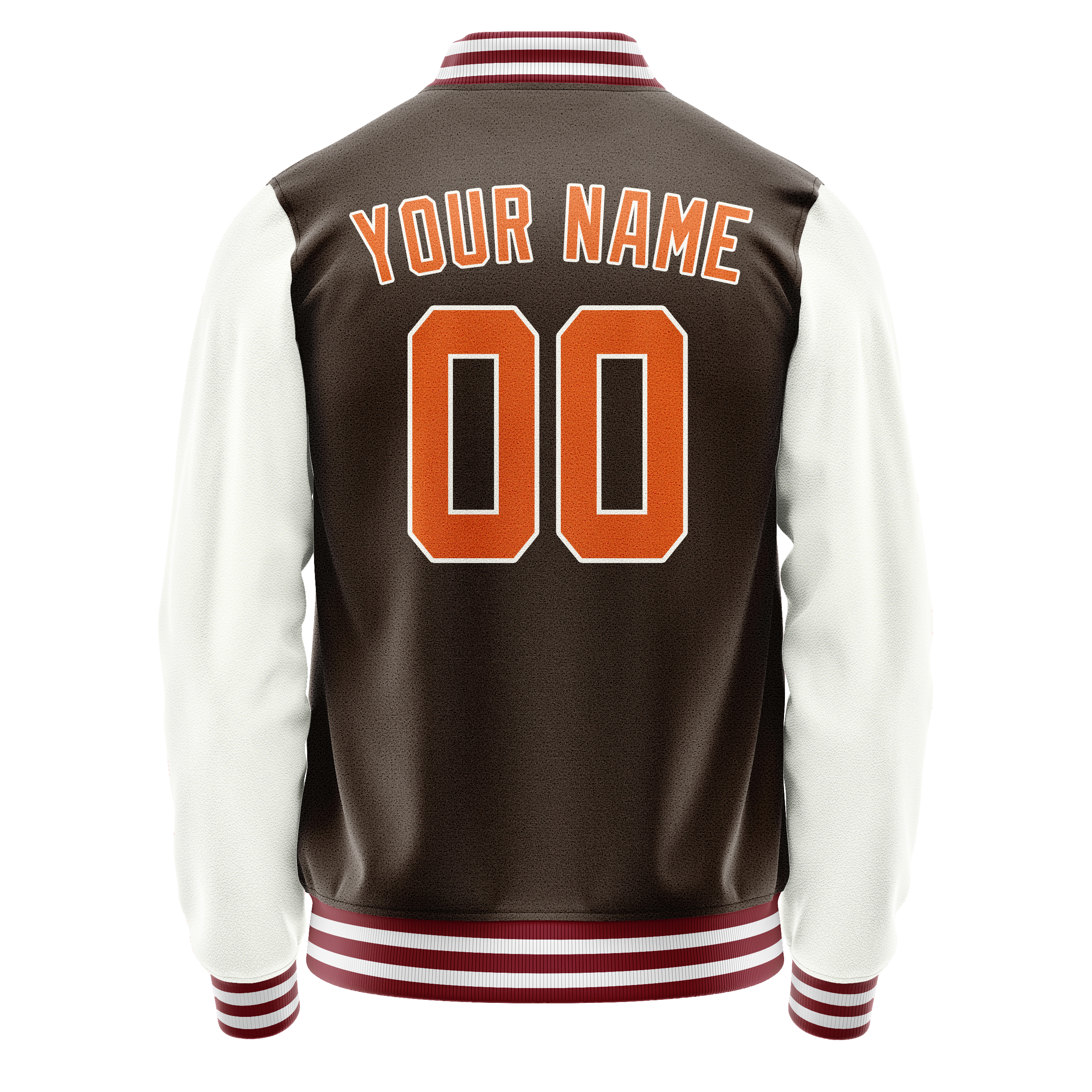 Personalized Brown & White Solid Color Varsity Letterman Jacket