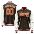 Personalized Brown & White Solid Color Varsity Letterman Jacket