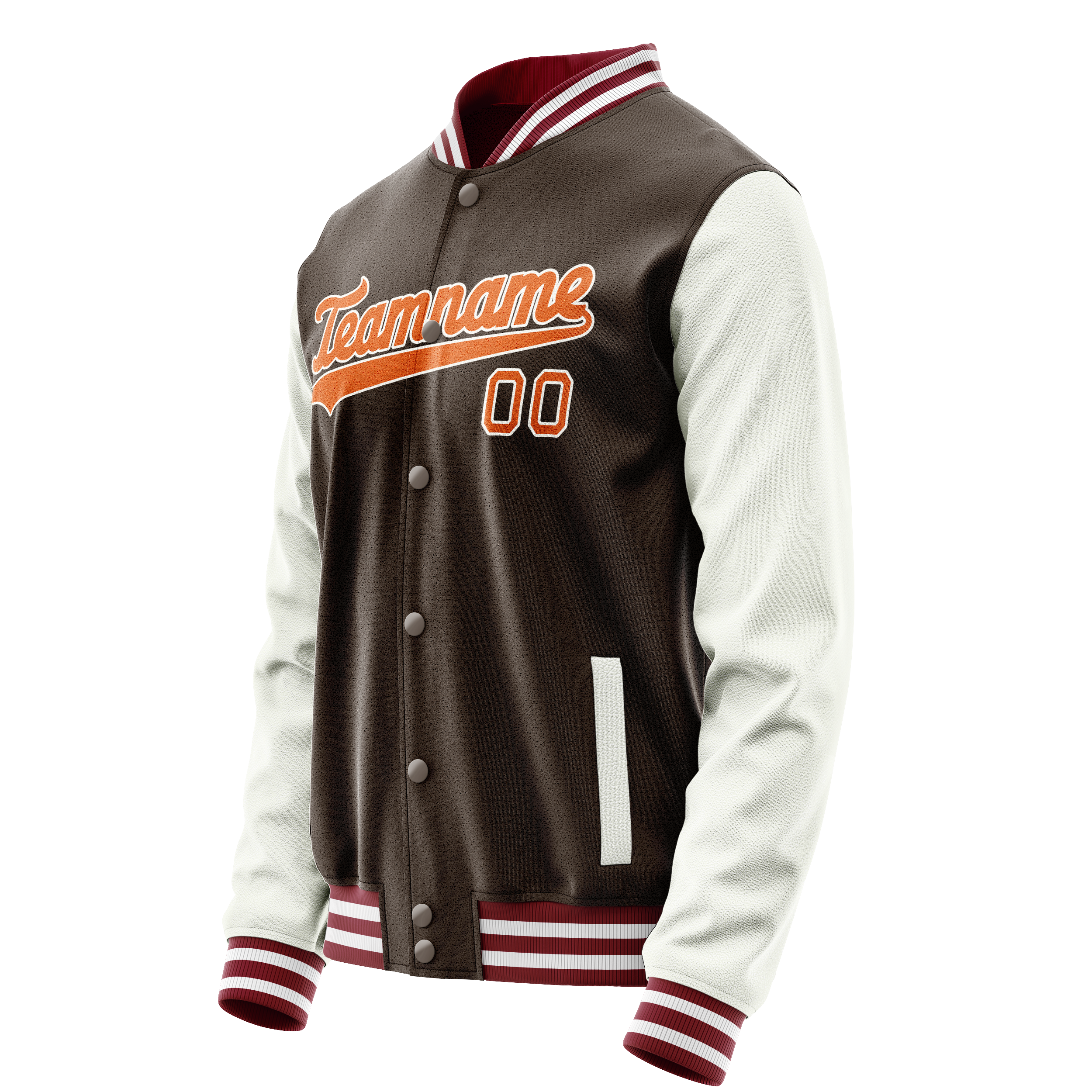 Personalized Brown & White Solid Color Varsity Letterman Jacket