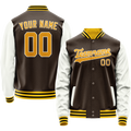 Personalized Brown & White Solid Color Varsity Letterman Jacket