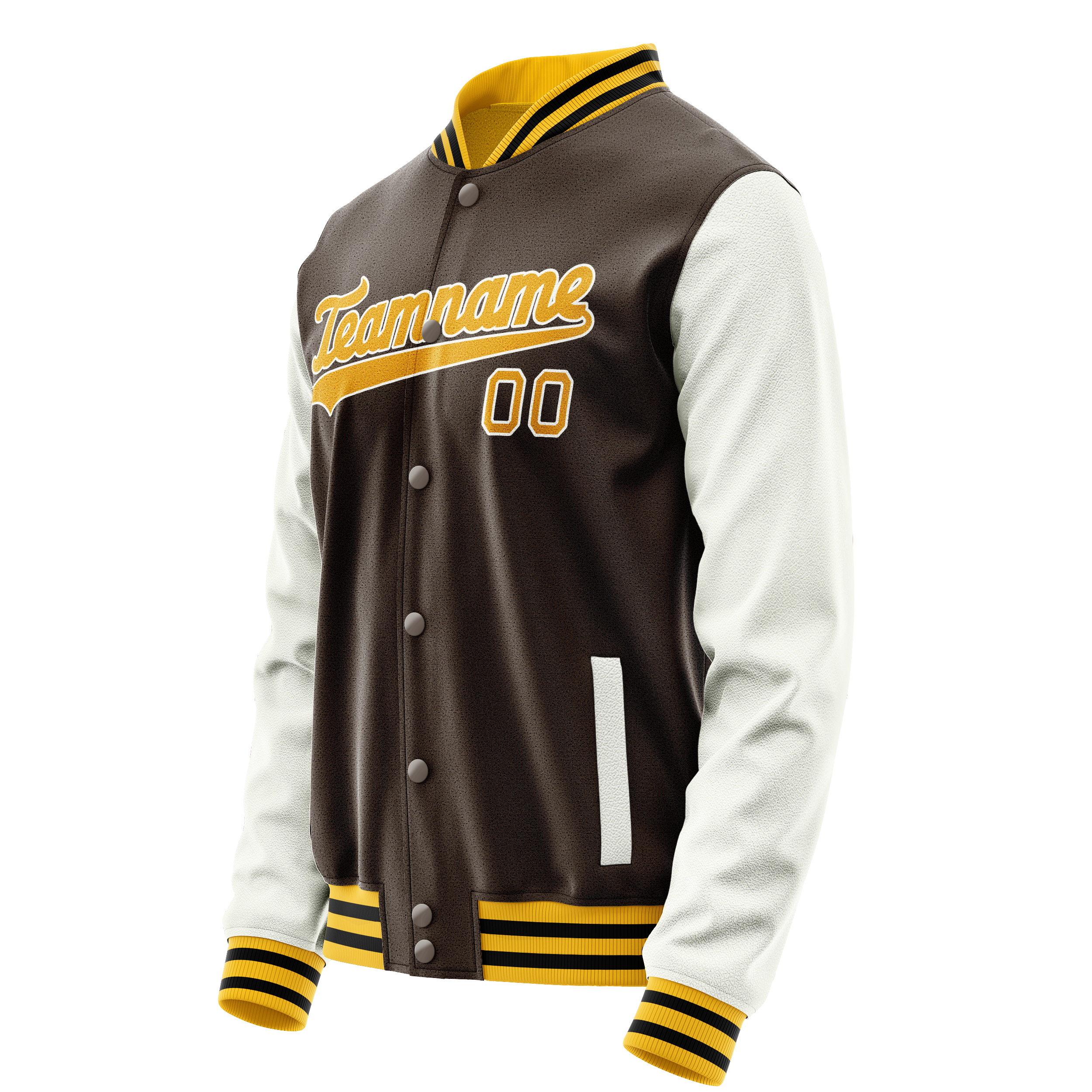 Personalized Brown & White Solid Color Varsity Letterman Jacket