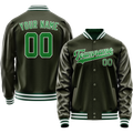 Personalized Olive & Neon-Green Solid Color Varsity Letterman Jacket