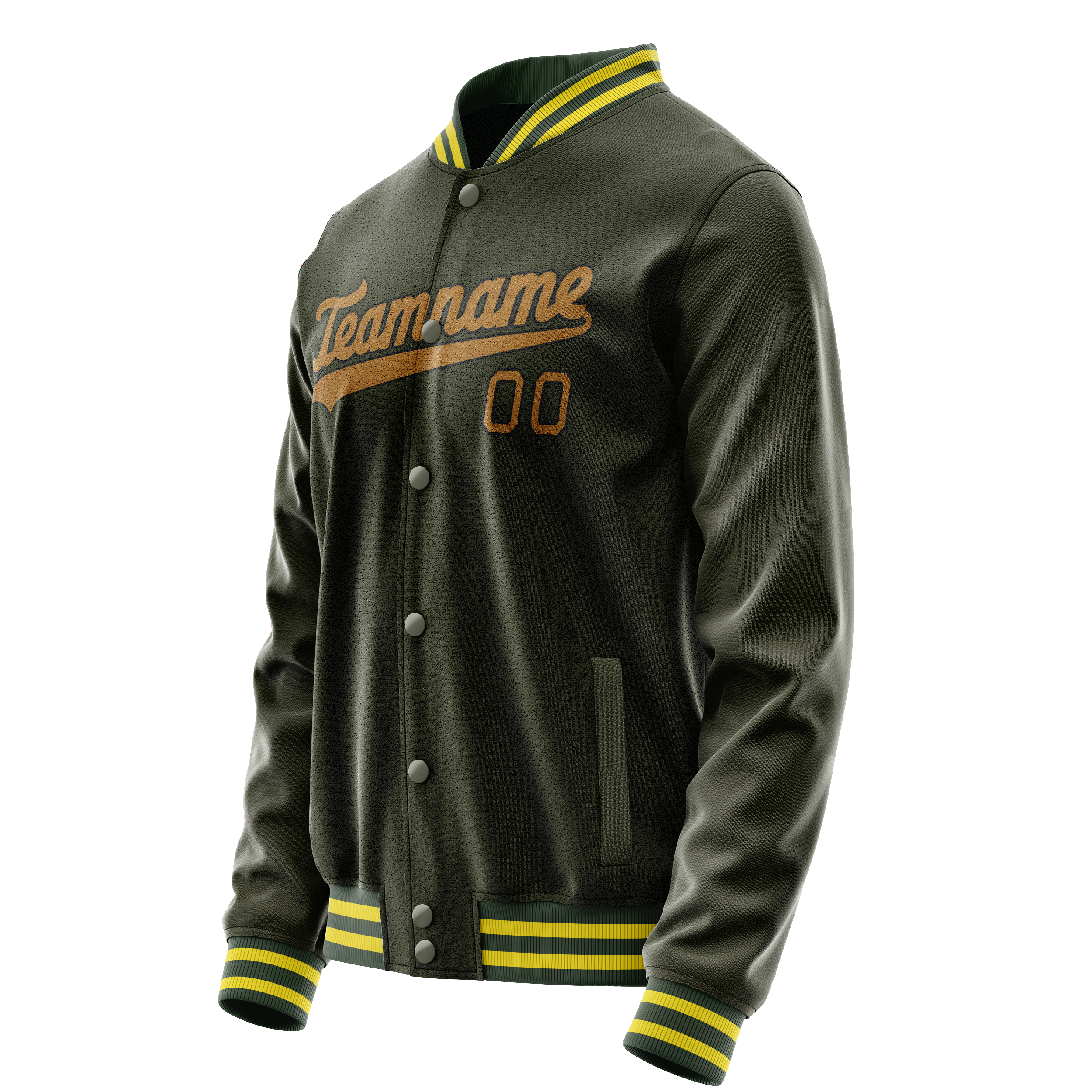Personalized Olive & Brown Solid Color Varsity Letterman Jacket