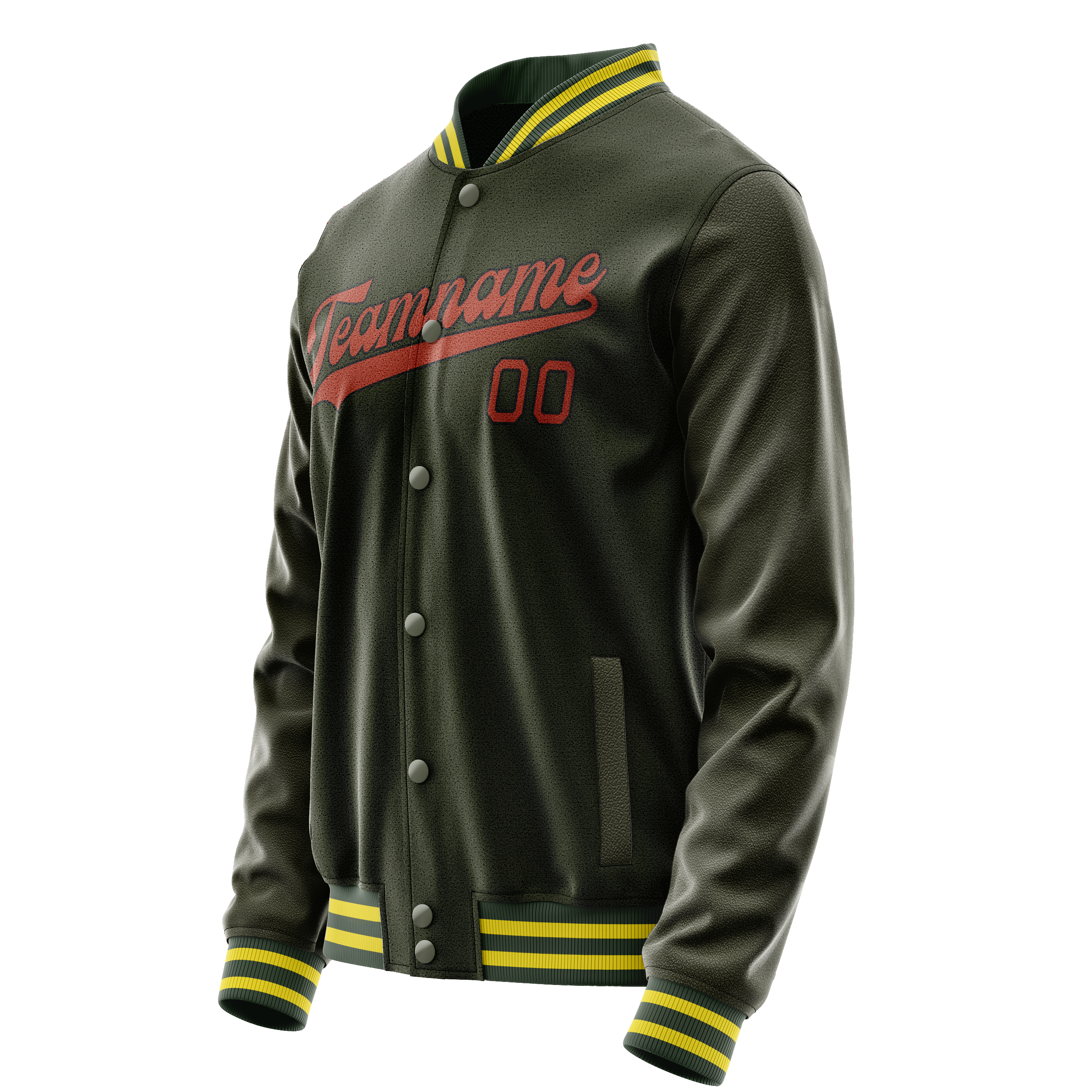 Personalized Olive & Orange Solid Color Varsity Letterman Jacket