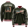 Personalized Olive & Cream Vintage Usa Flag Varsity Letterman Jacket