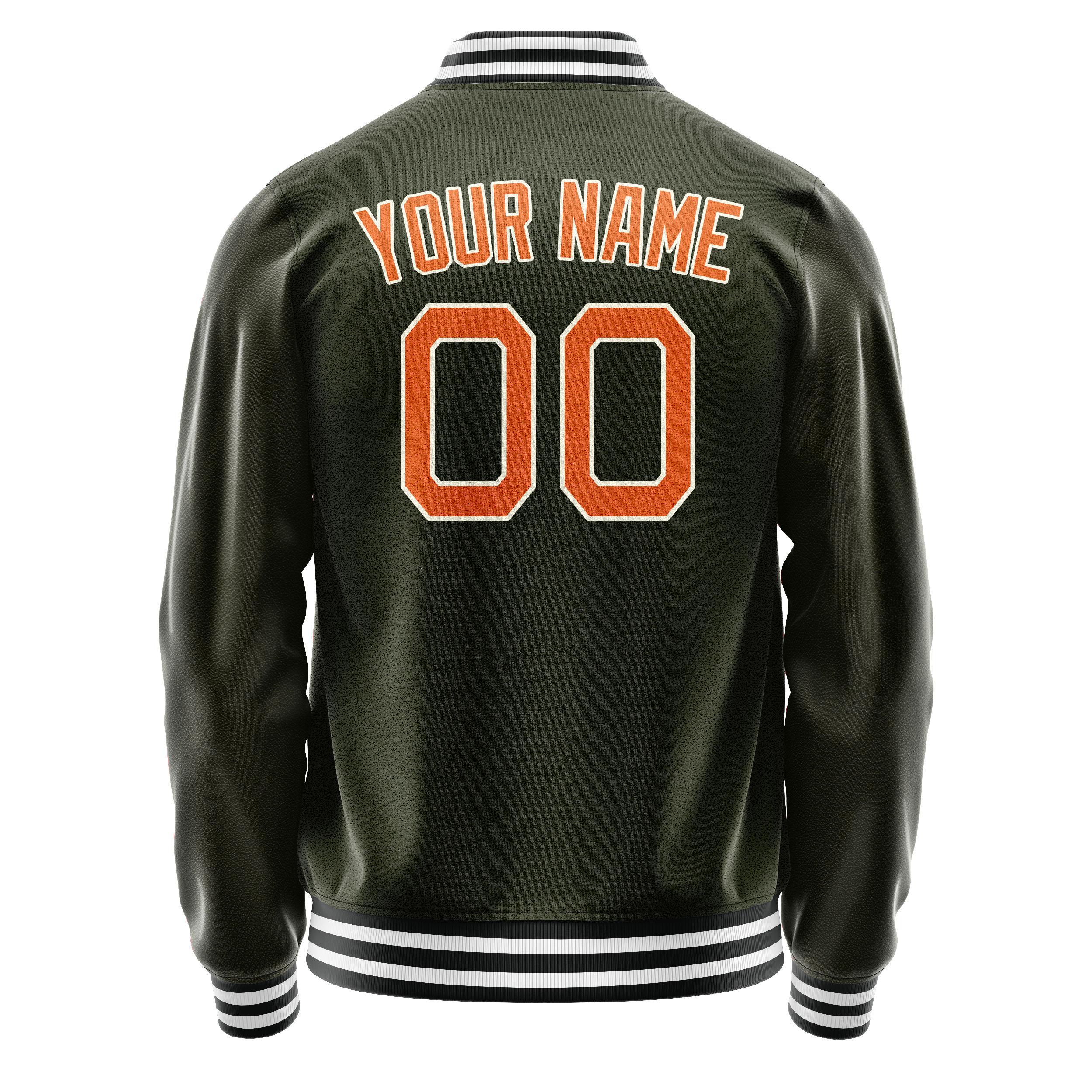 Personalized Olive & Orange Solid Color Varsity Letterman Jacket