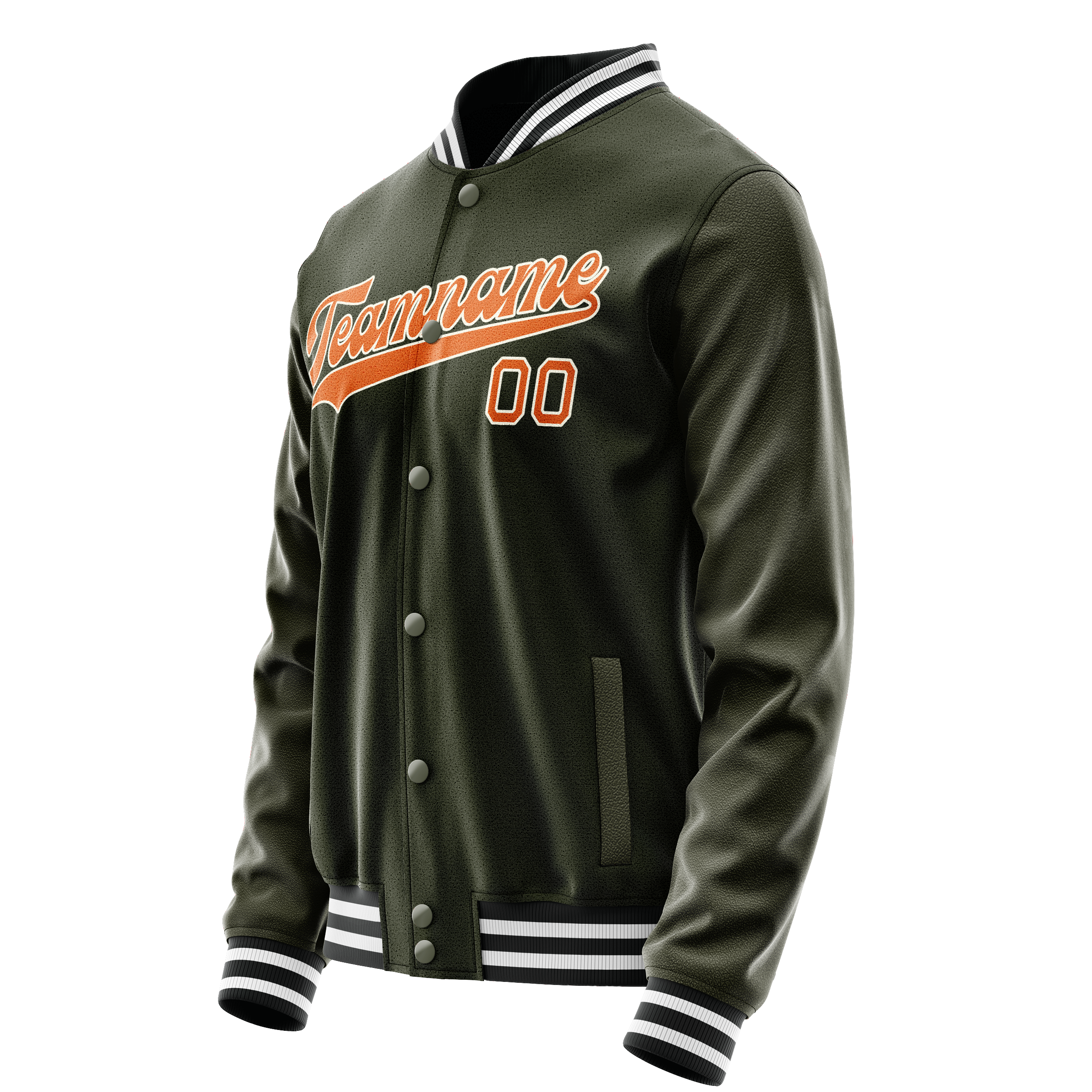 Personalized Olive & Orange Solid Color Varsity Letterman Jacket