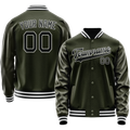 Personalized Olive & Black Solid Color Varsity Letterman Jacket