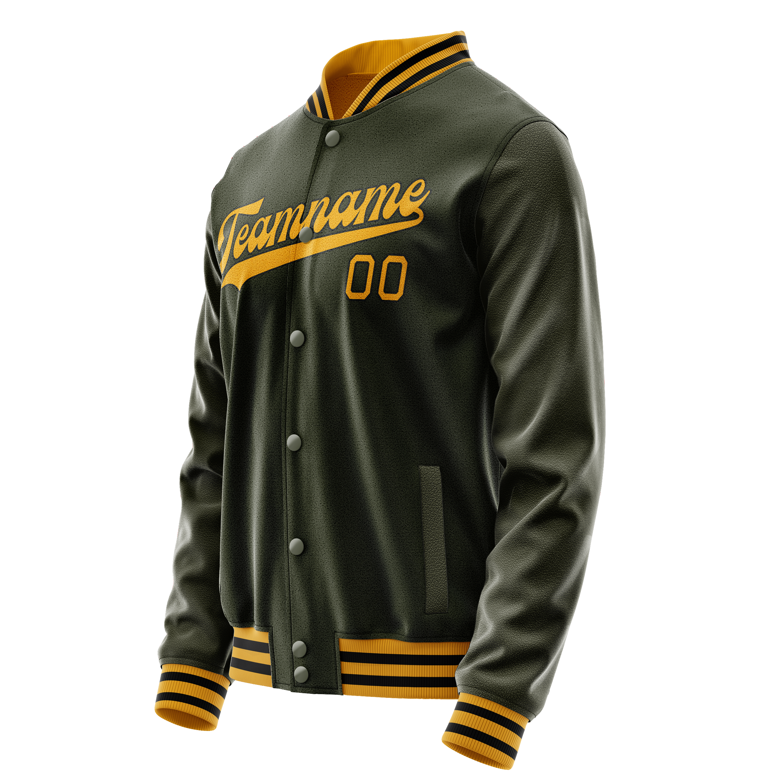 Personalized Olive & Gold Solid Color Varsity Letterman Jacket