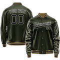 Personalized Olive & Black Solid Color Varsity Letterman Jacket