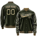 Personalized Olive & Camo Solid Color Varsity Letterman Jacket