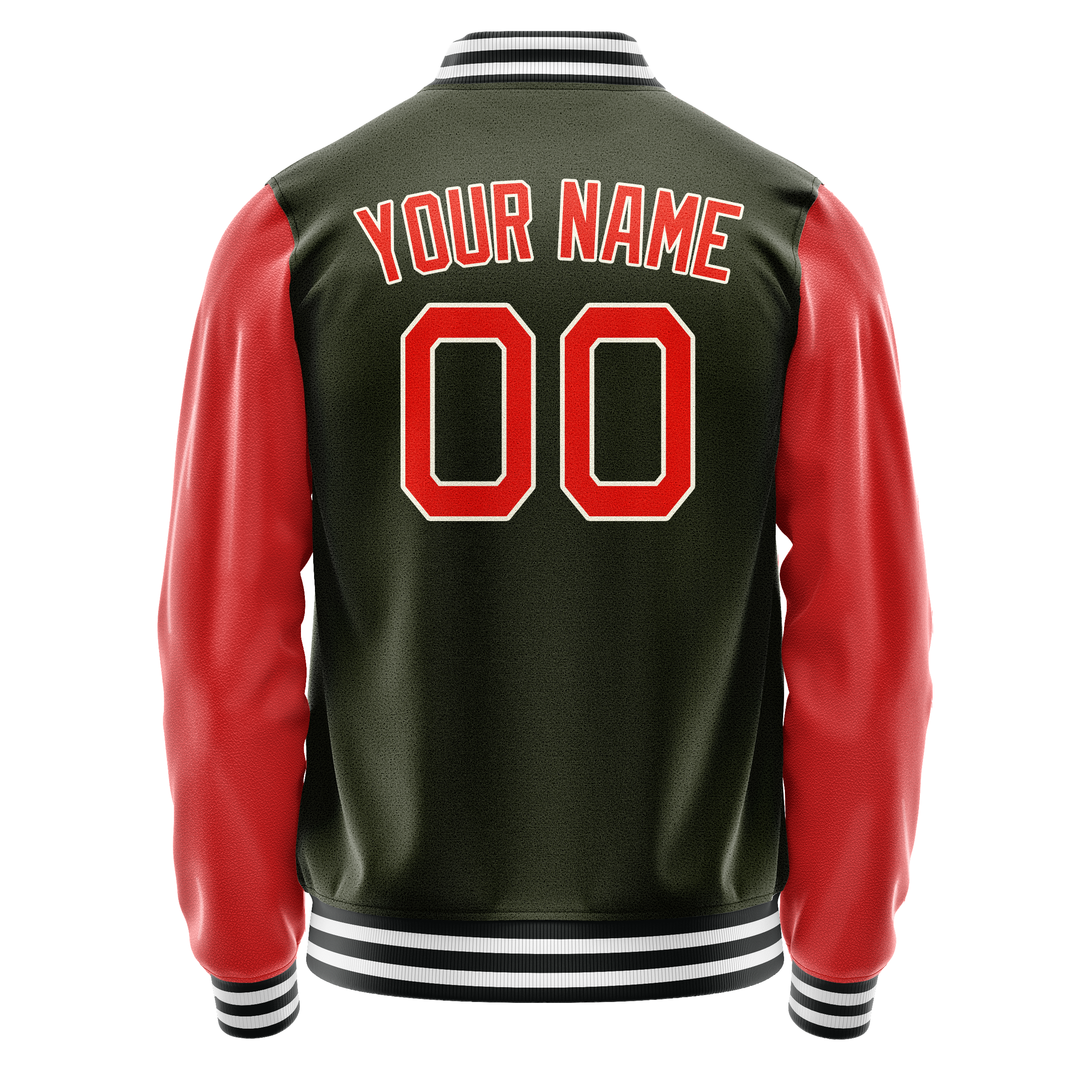 Personalized Olive & Orange Solid Color Varsity Letterman Jacket
