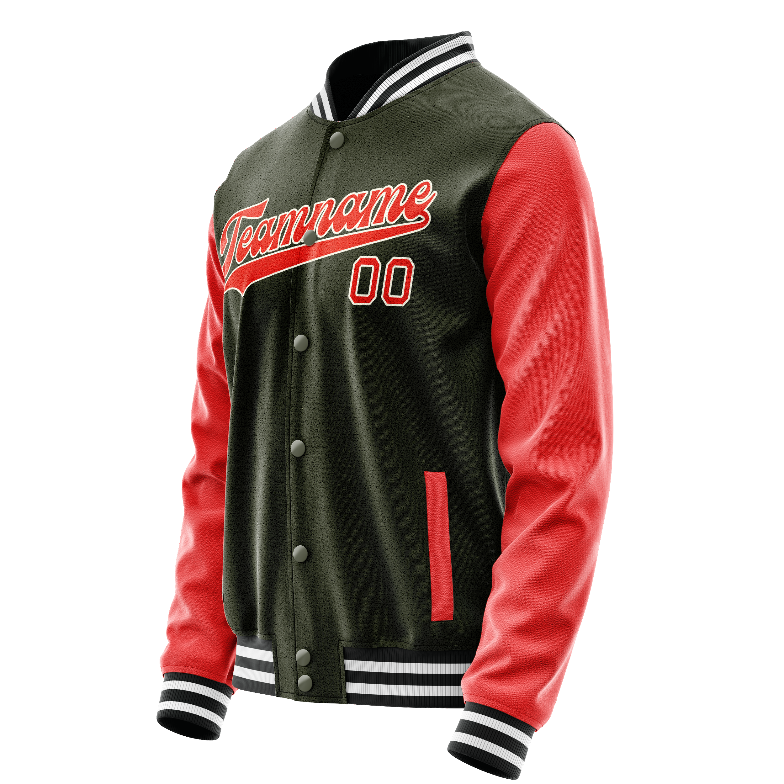Personalized Olive & Orange Solid Color Varsity Letterman Jacket