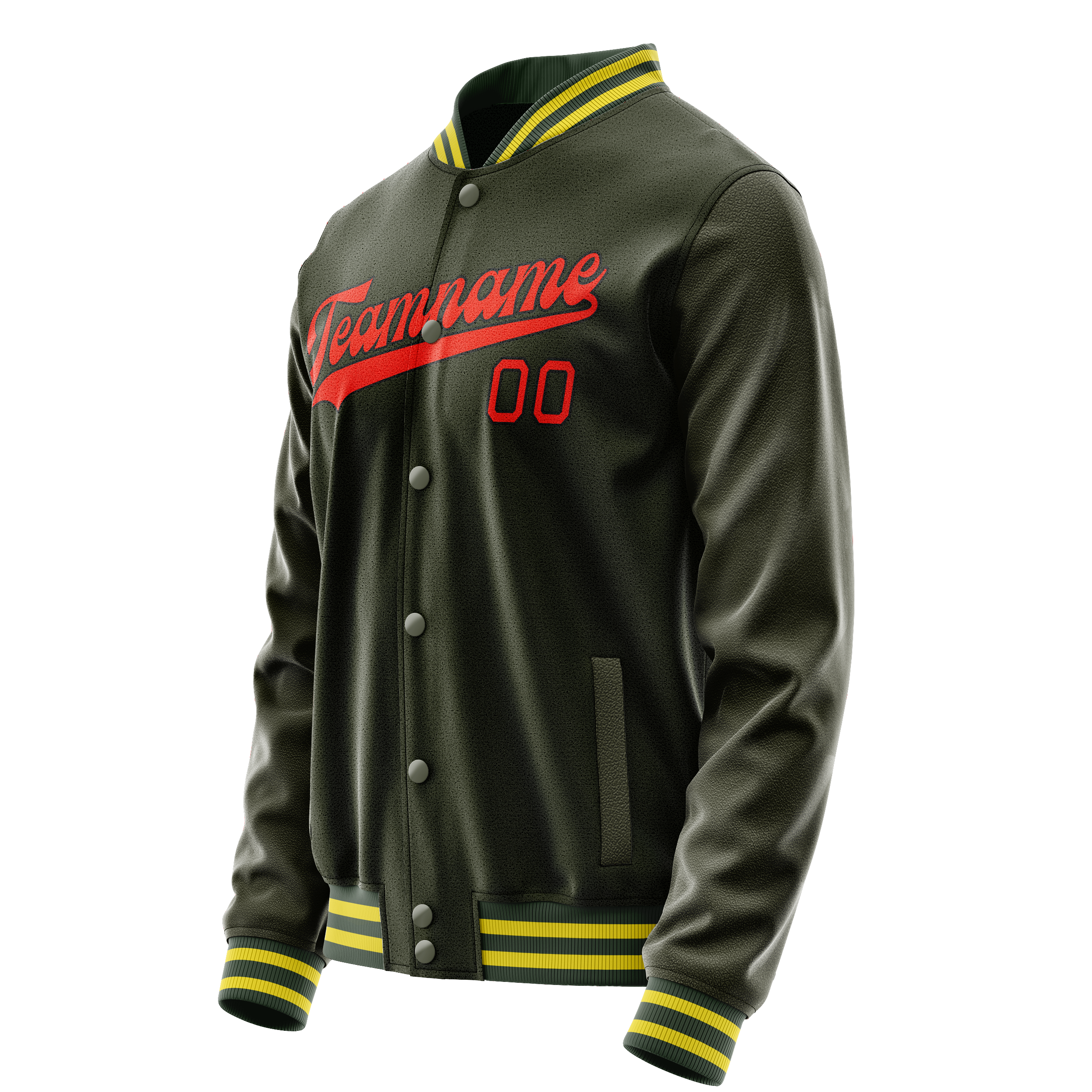 Personalized Olive & Orange Solid Color Varsity Letterman Jacket