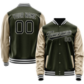 Personalized Olive & Cream Solid Color Varsity Letterman Jacket