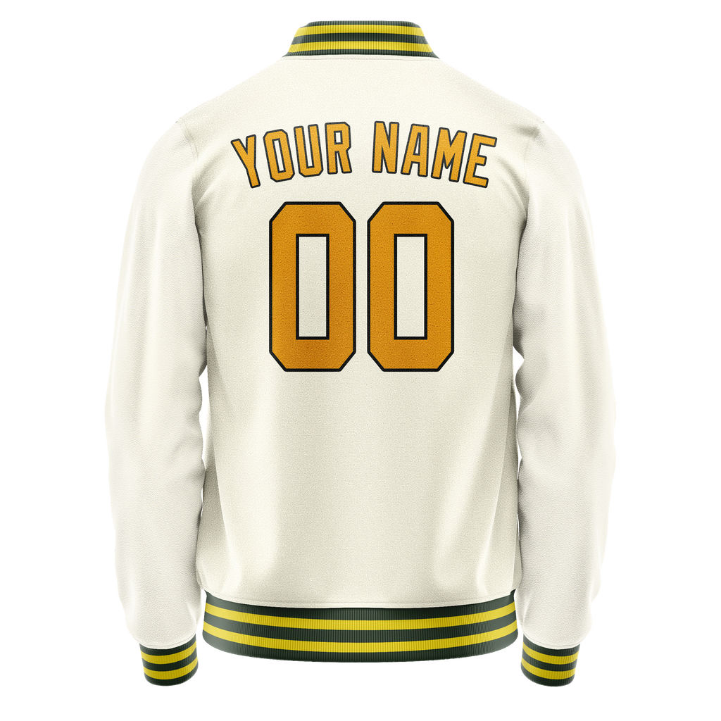 Personalized Cream & Gold Solid Color Varsity Letterman Jacket