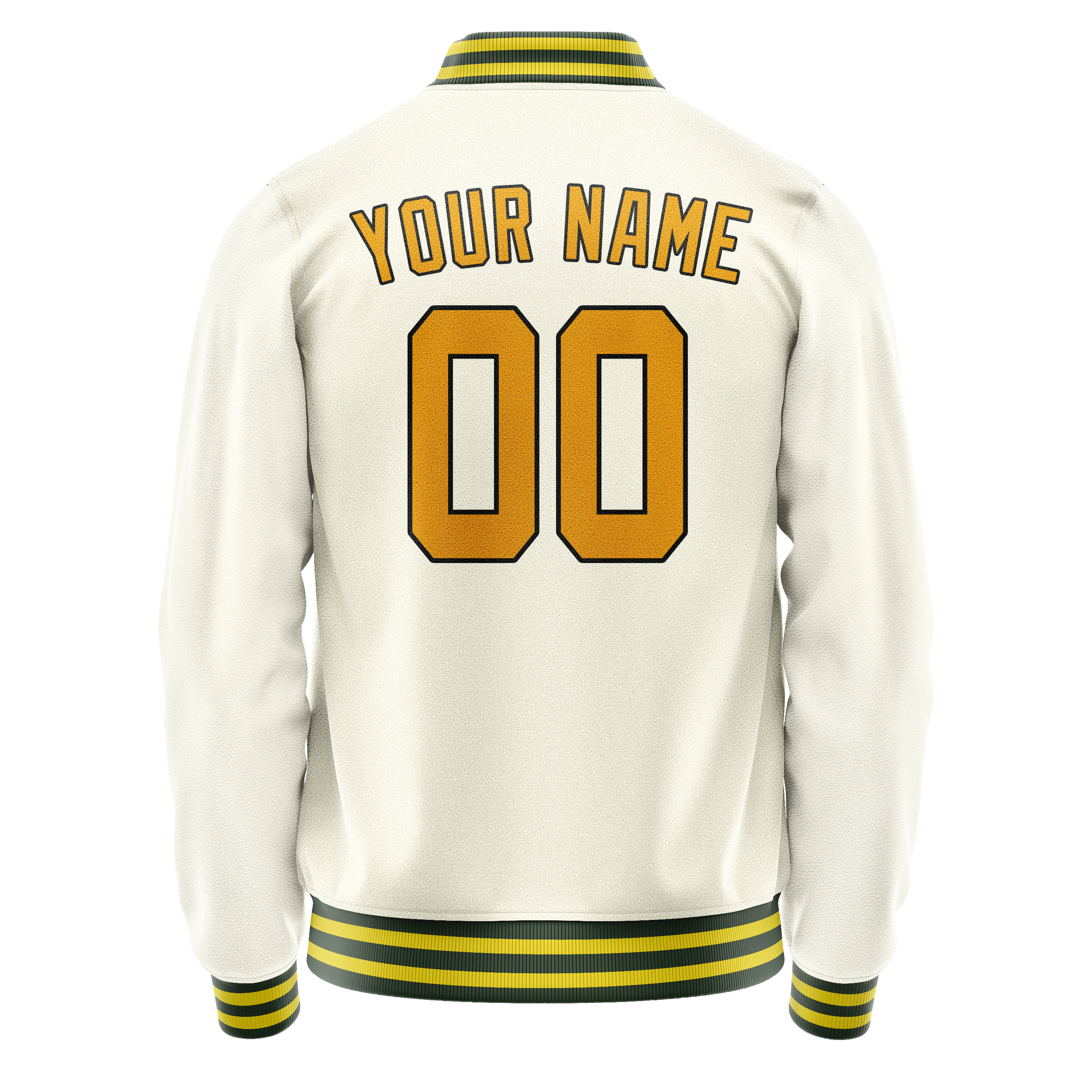 Personalized Cream & Gold Solid Color Varsity Letterman Jacket