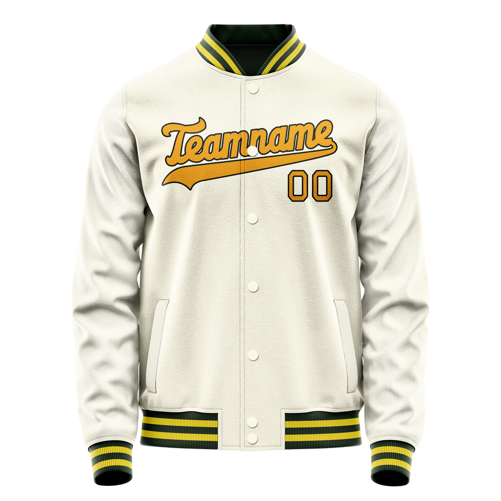 Personalized Cream & Gold Solid Color Varsity Letterman Jacket