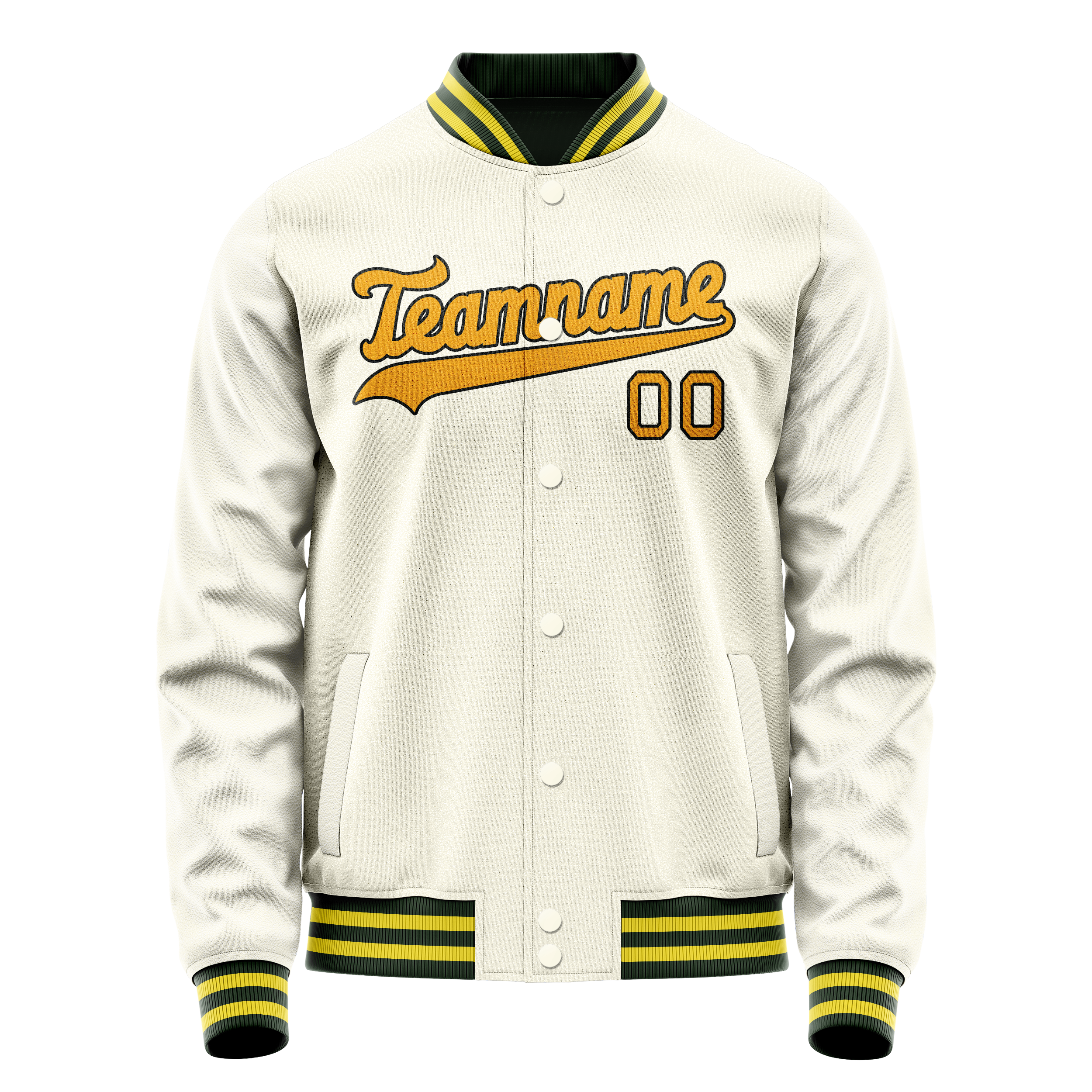 Personalized Cream & Gold Solid Color Varsity Letterman Jacket