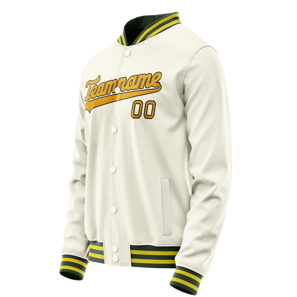 Personalized Cream & Gold Solid Color Varsity Letterman Jacket