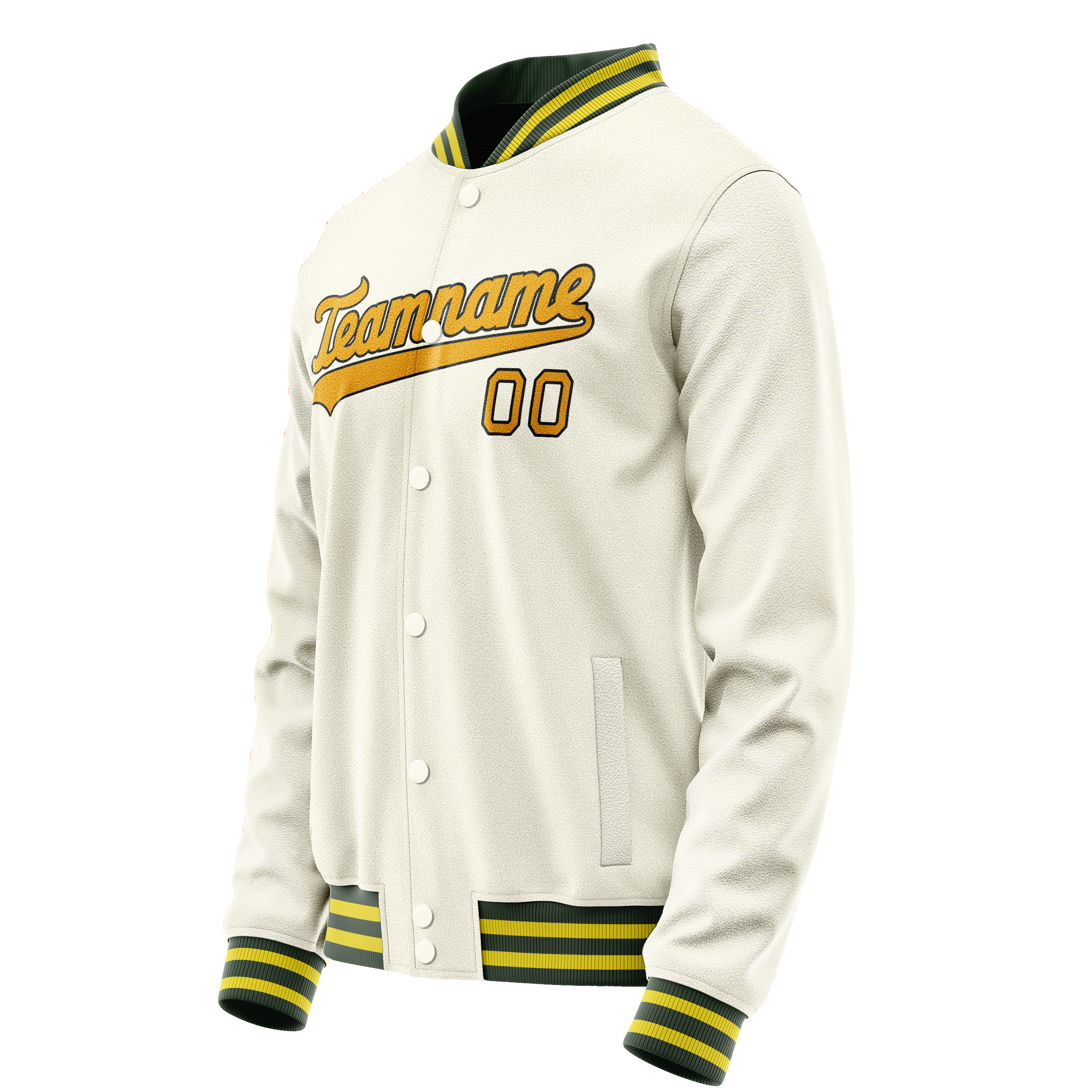 Personalized Cream & Gold Solid Color Varsity Letterman Jacket