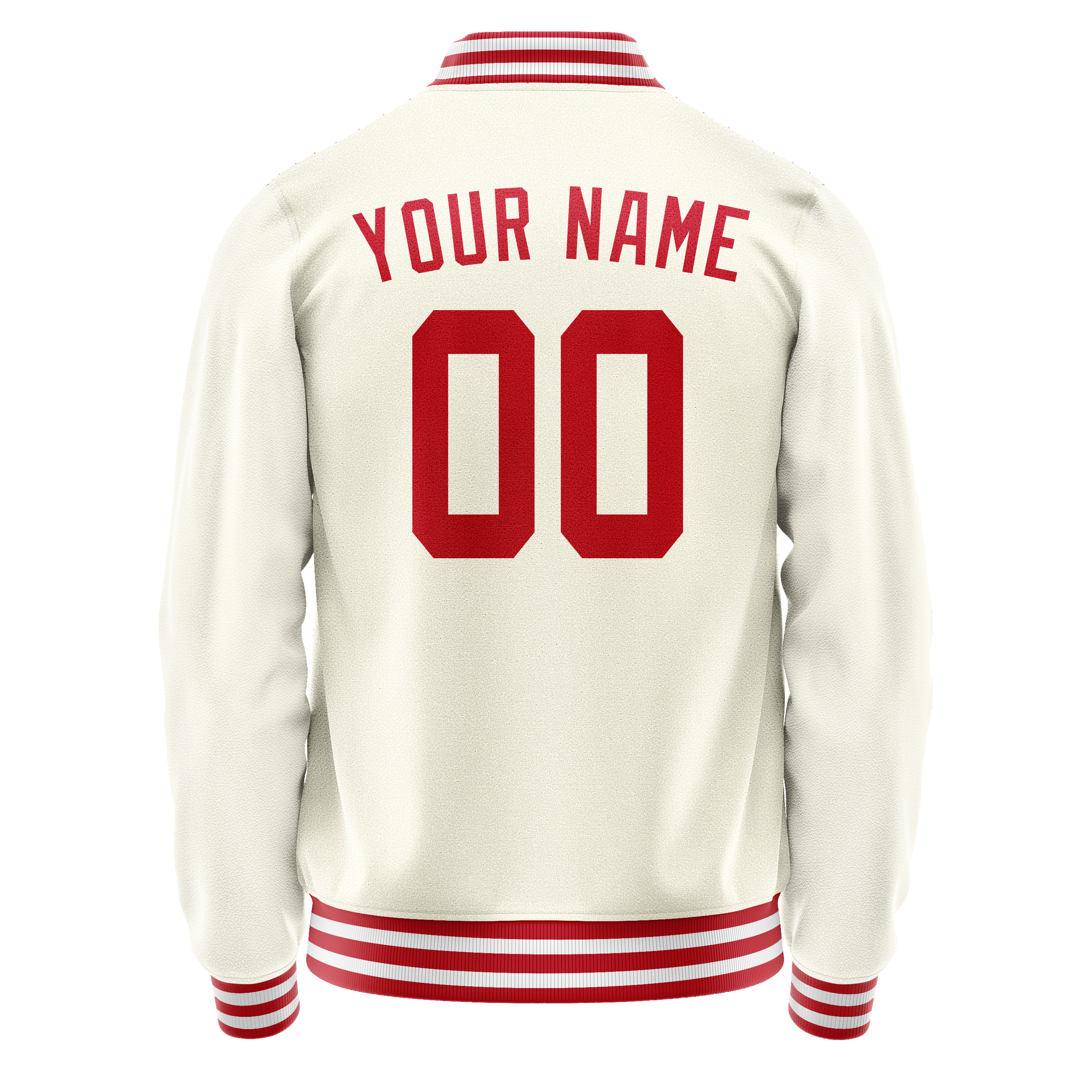 Personalized Cream & Red Solid Color Varsity Letterman Jacket