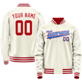 Personalized Cream & Red Solid Color Varsity Letterman Jacket