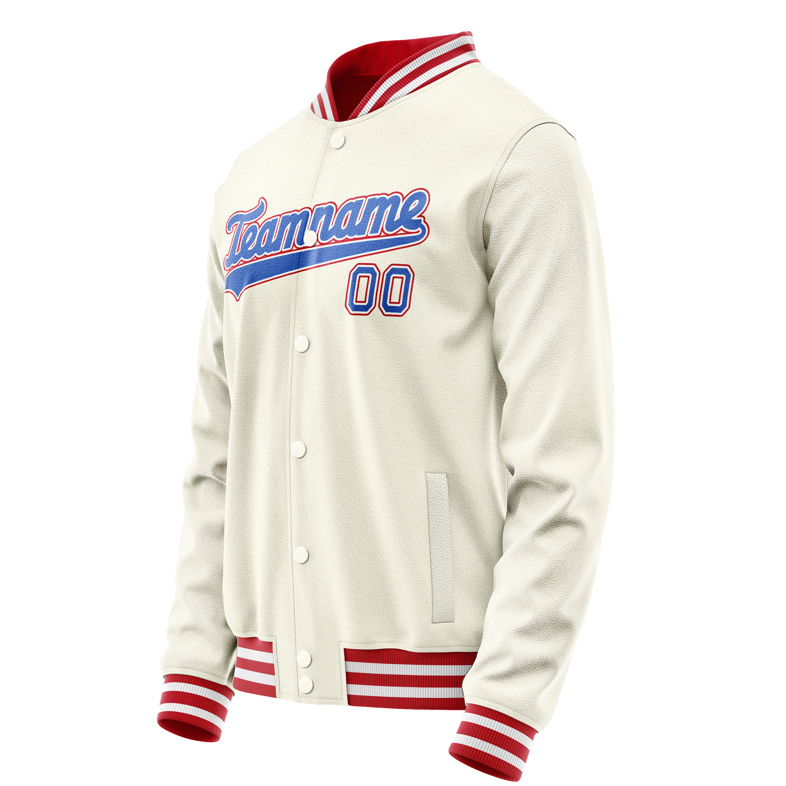 Personalized Cream & Red Solid Color Varsity Letterman Jacket