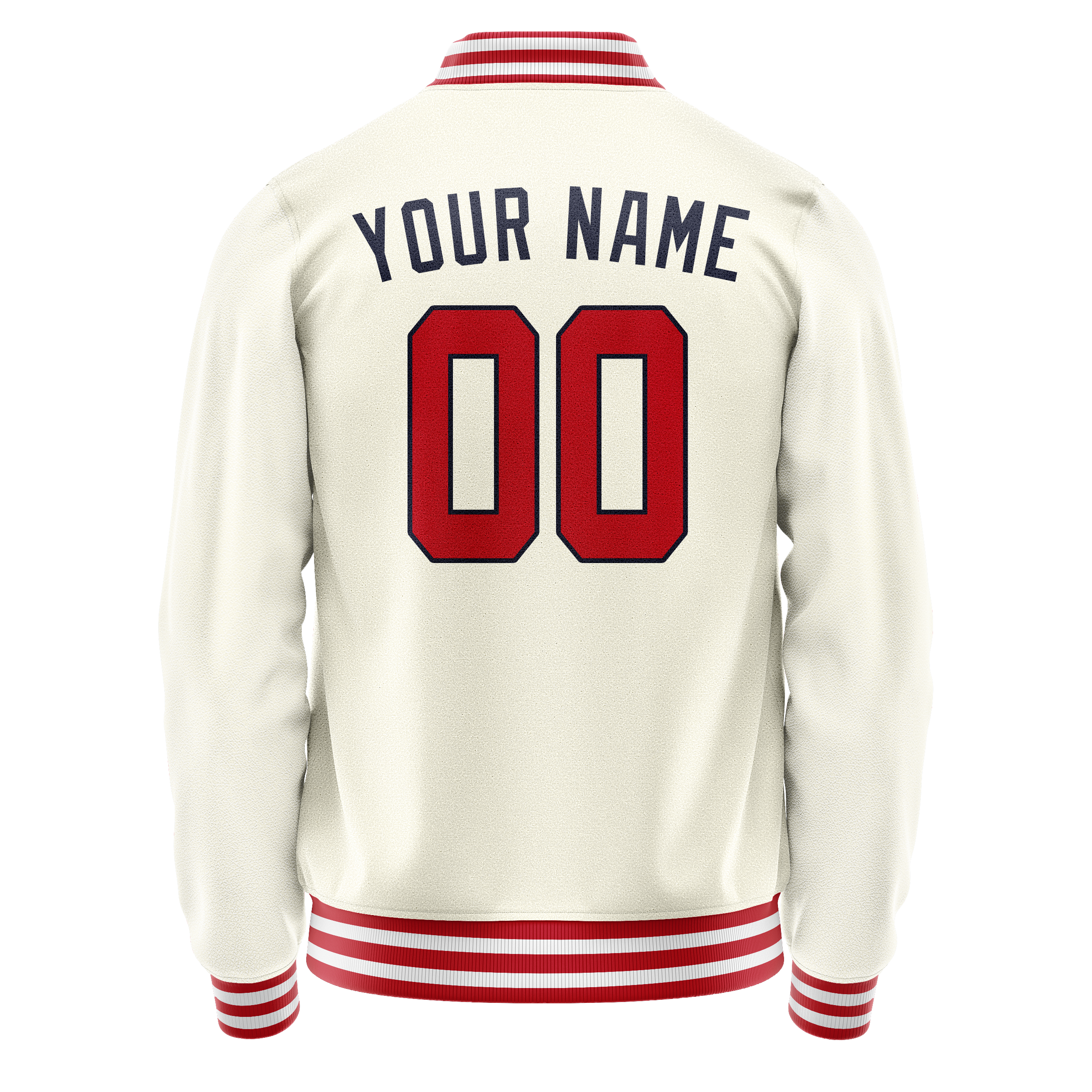 Personalized Cream & Red Solid Color Varsity Letterman Jacket
