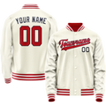 Personalized Cream & Red Solid Color Varsity Letterman Jacket
