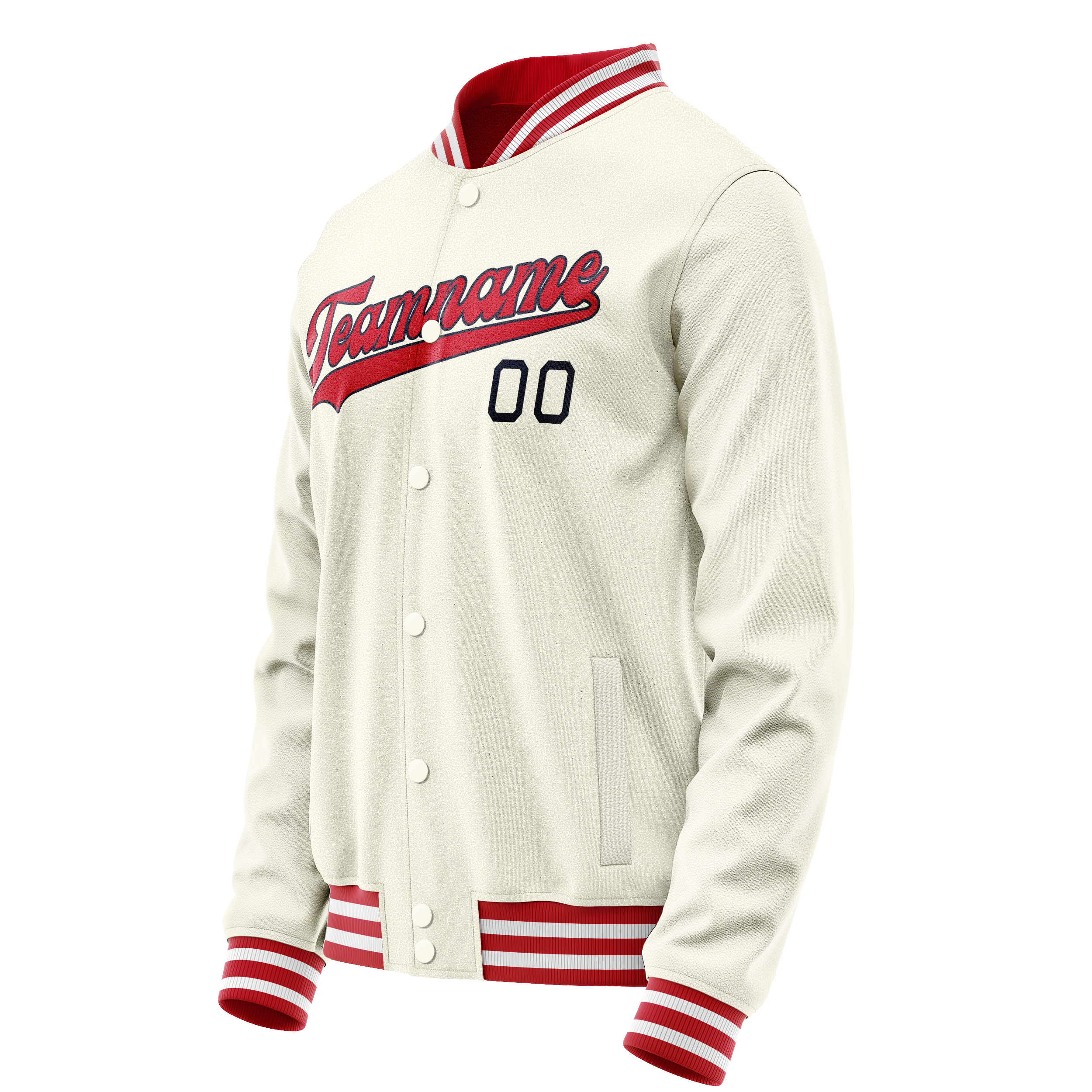 Personalized Cream & Red Solid Color Varsity Letterman Jacket