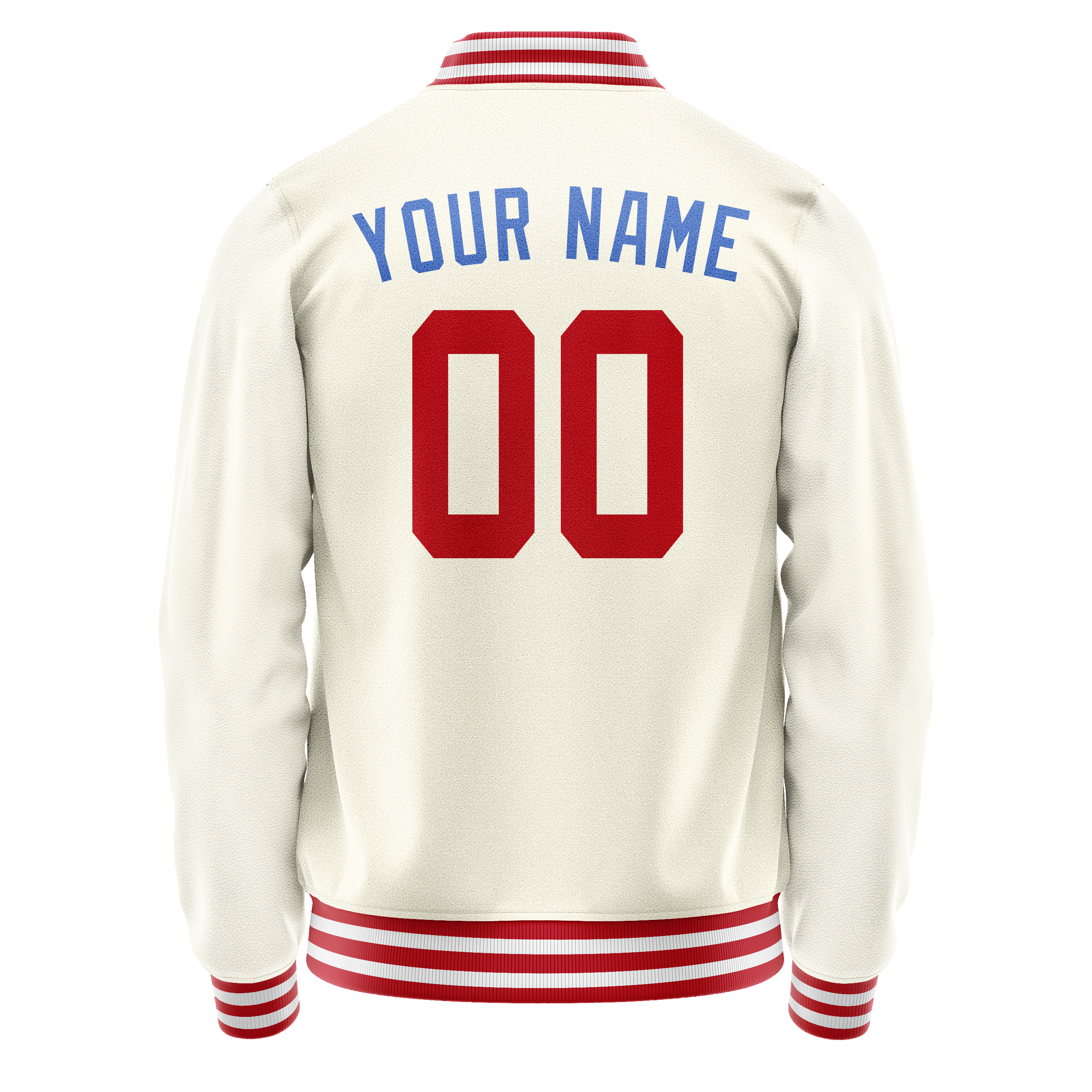 Personalized Cream & Blue Solid Color Varsity Letterman Jacket