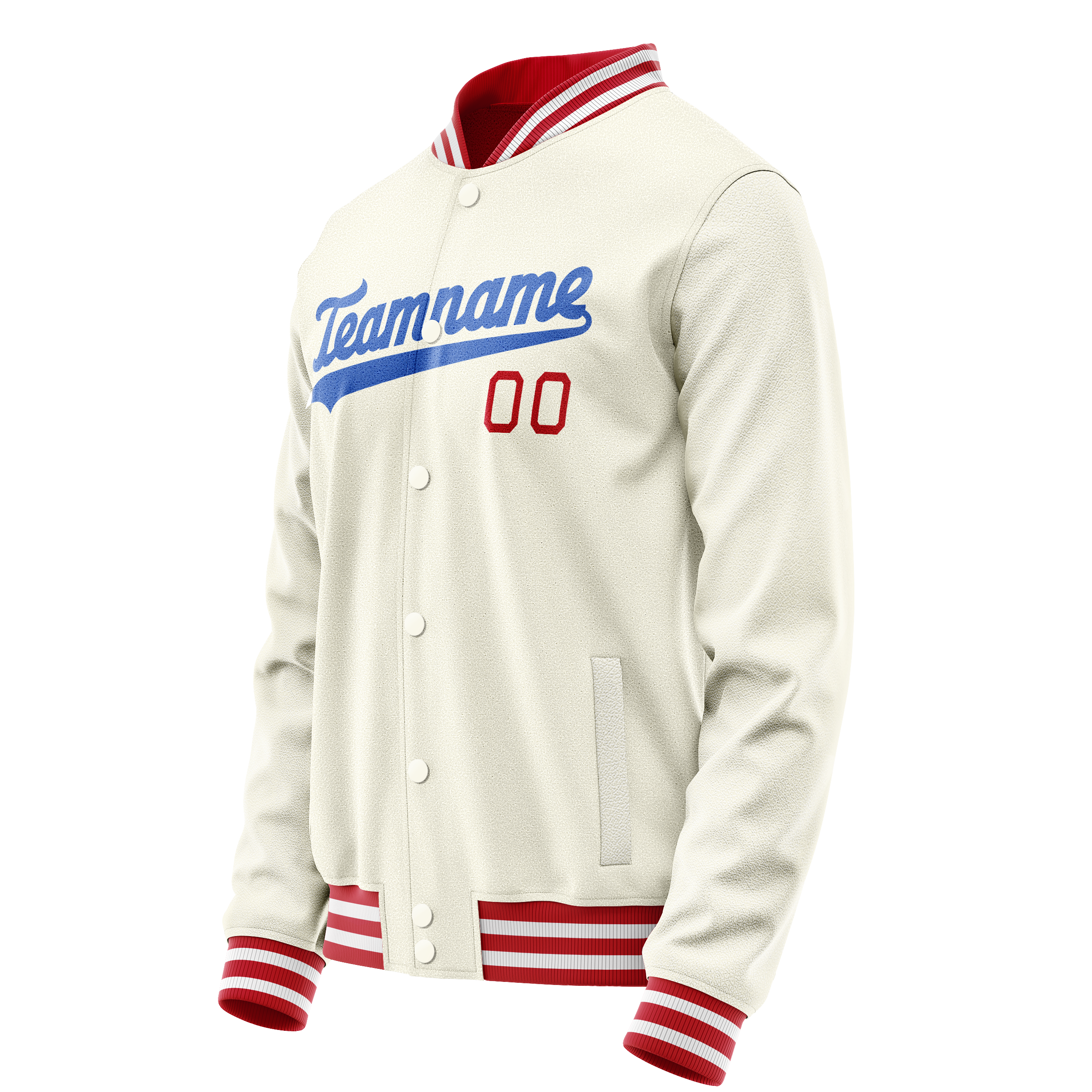 Personalized Cream & Blue Solid Color Varsity Letterman Jacket