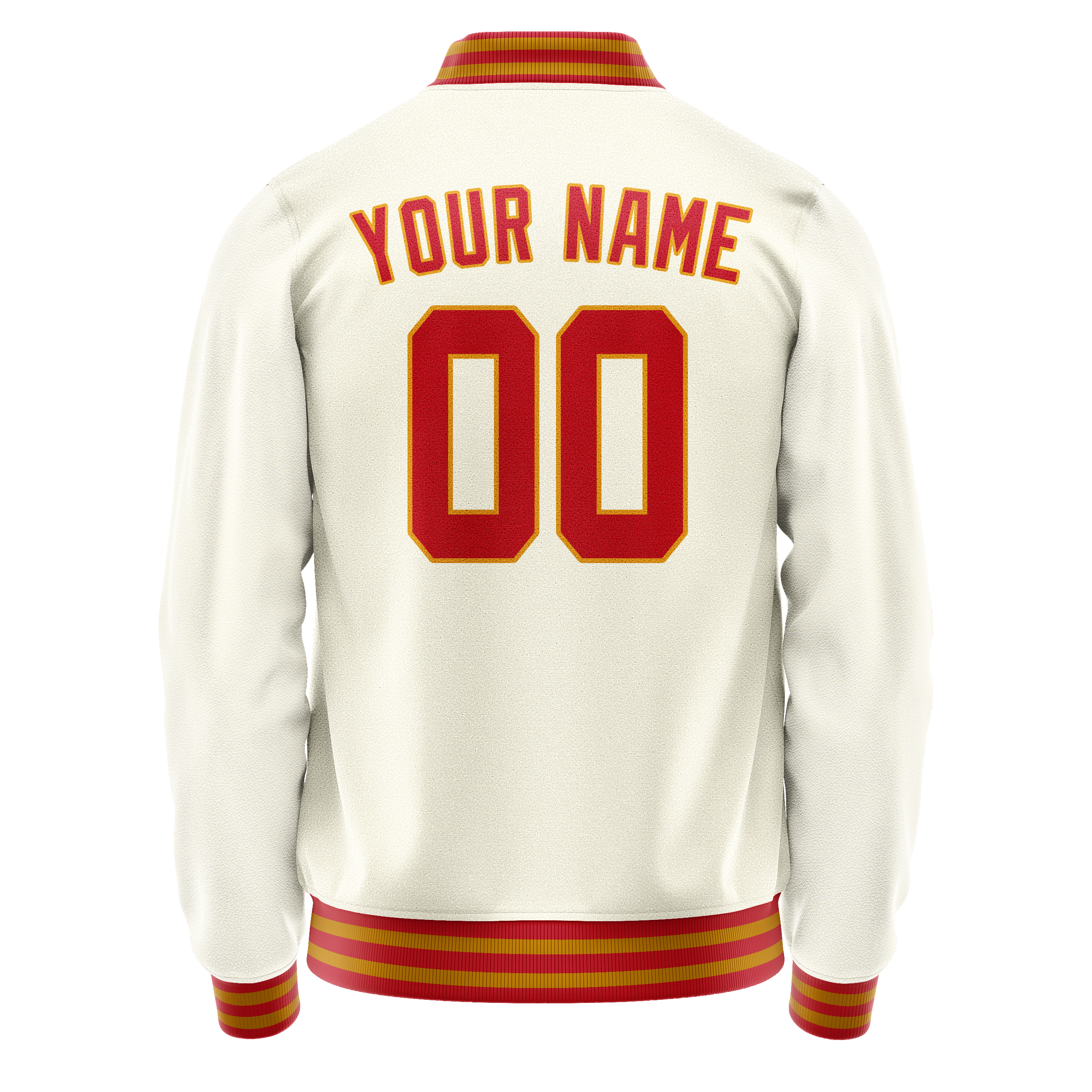 Personalized Cream & Orange Solid Color Varsity Letterman Jacket