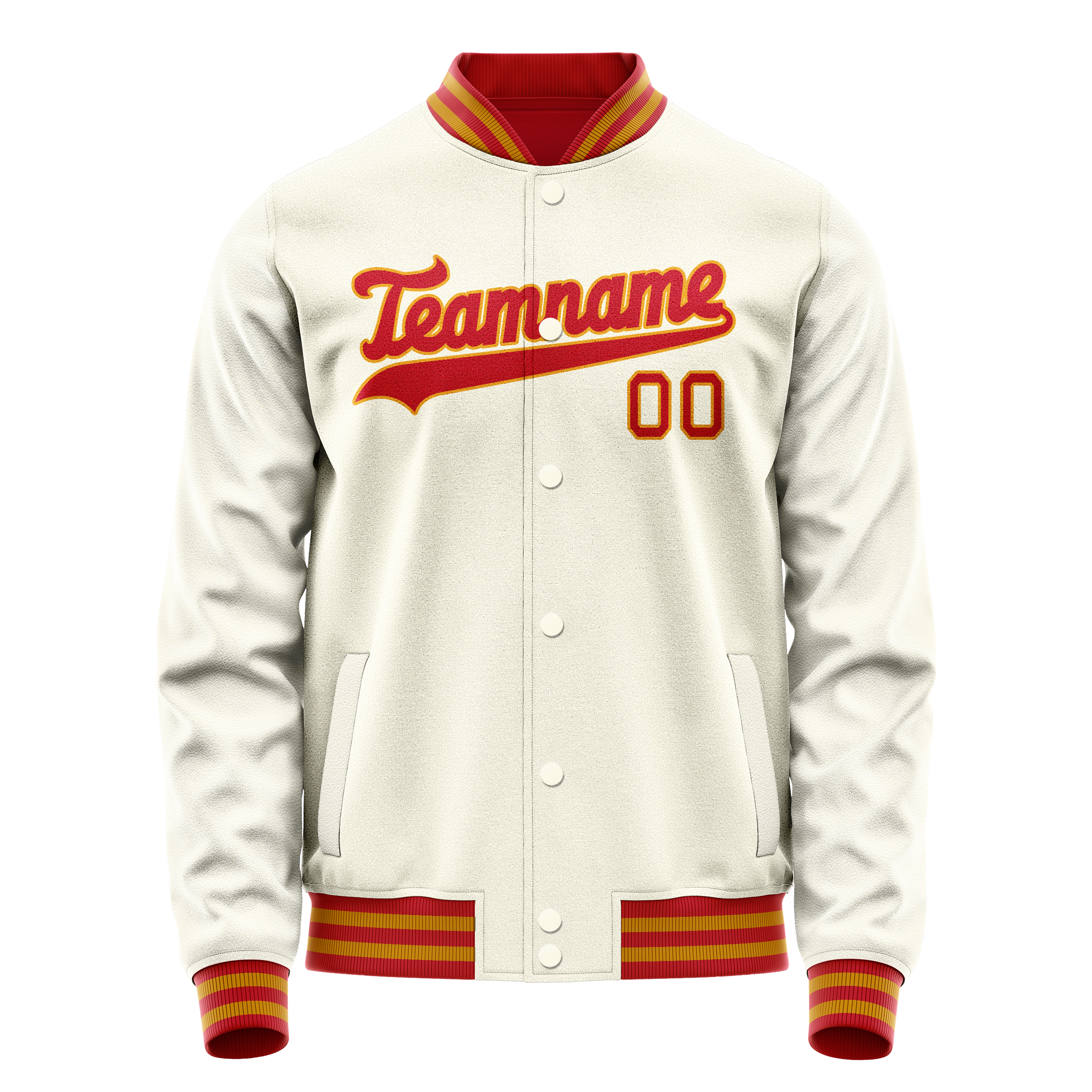 Personalized Cream & Orange Solid Color Varsity Letterman Jacket